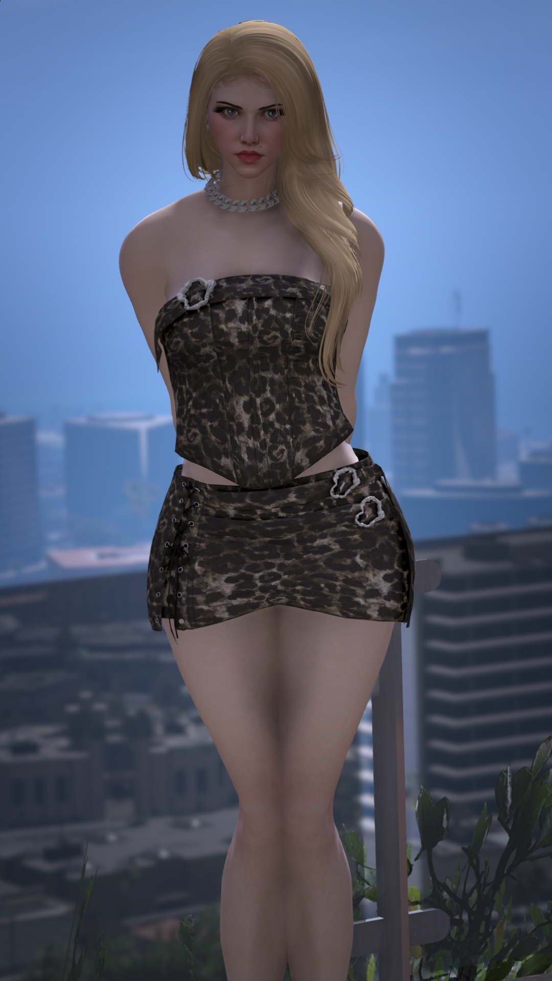 Thumbnail of Two-Piece Corset Mini Skirt Outfit in Animal Print