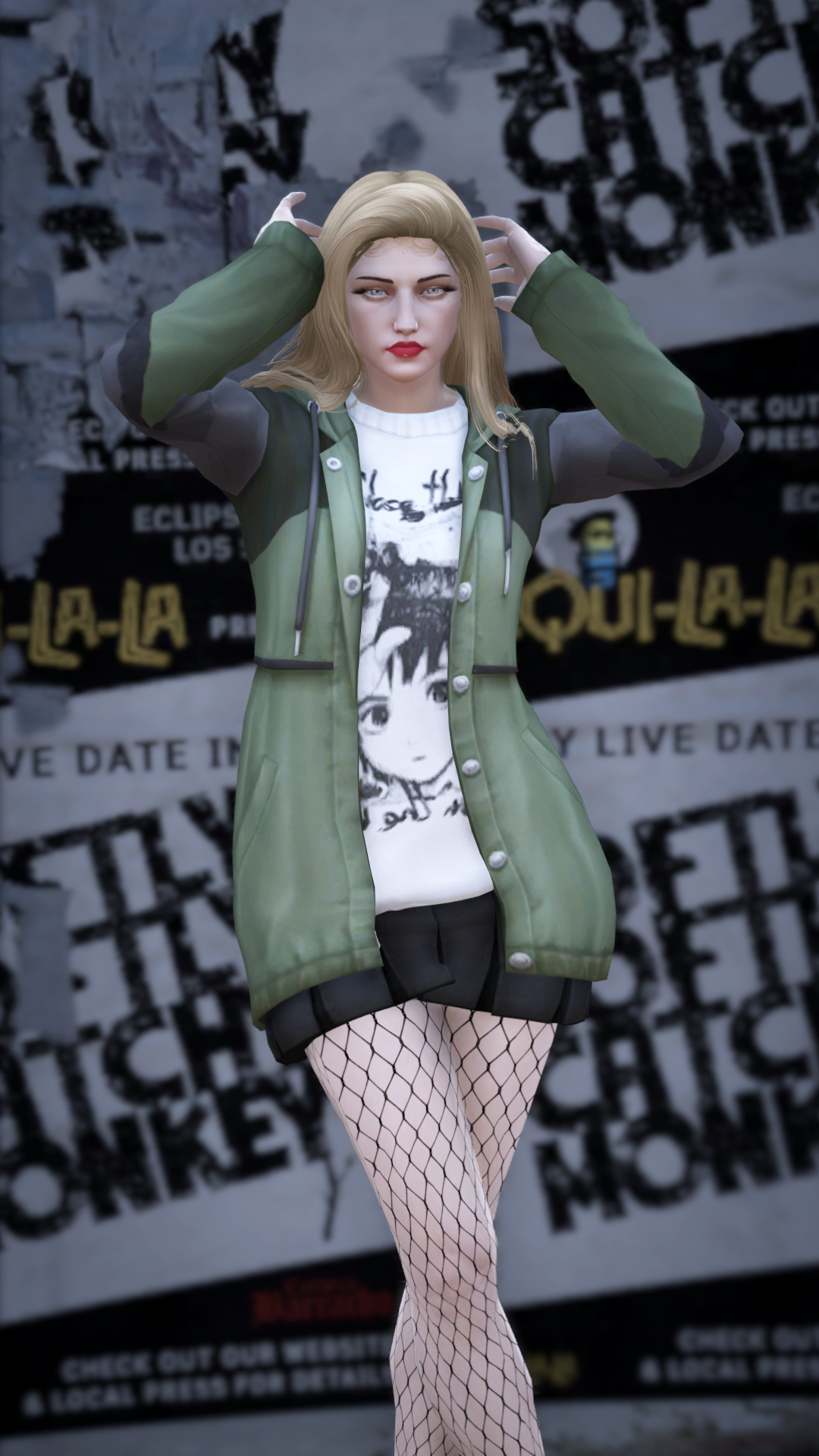 Thumbnail of Grunge Skirt & Hoodie Jacket Set in Anime