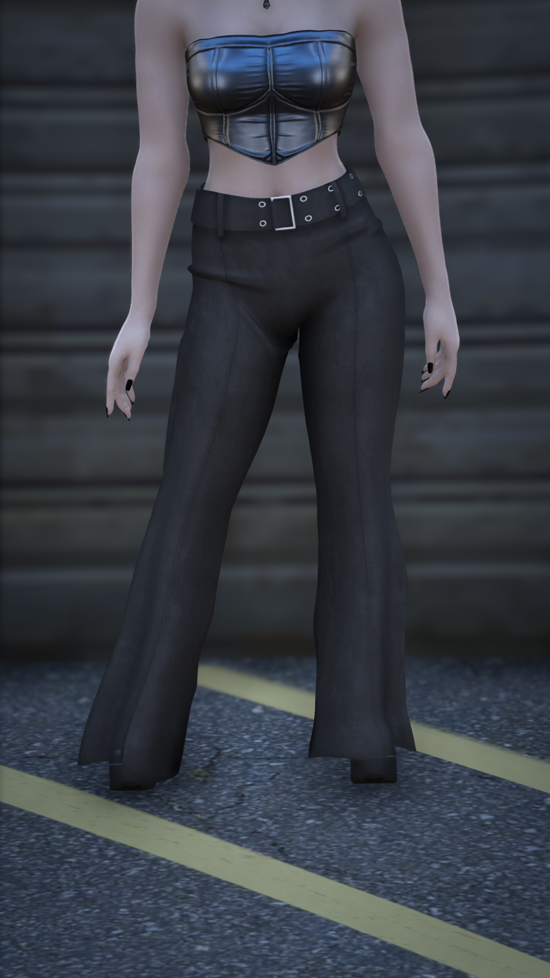 Thumbnail of Grommet Belt Flare Pants in Black