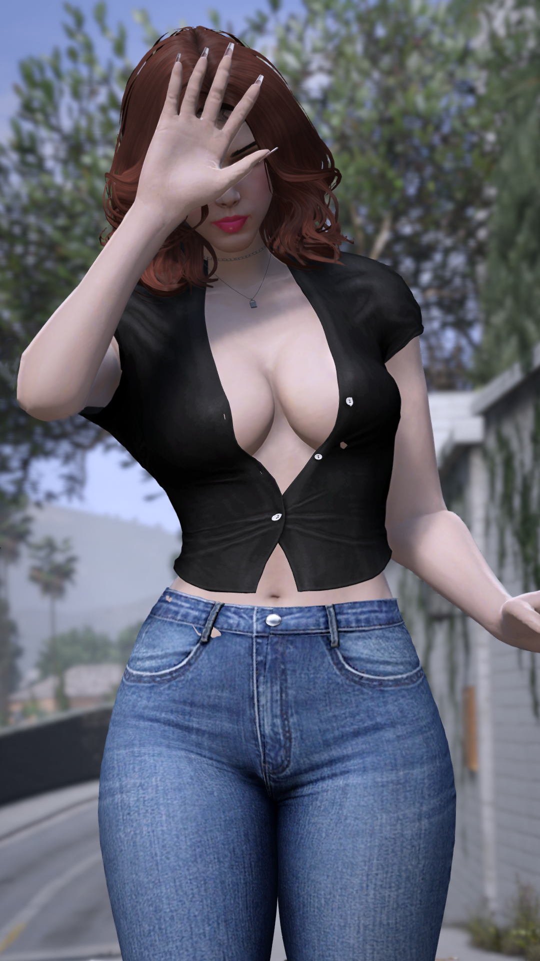 Thumbnail of Fitted Buttoned Crop Top in Black