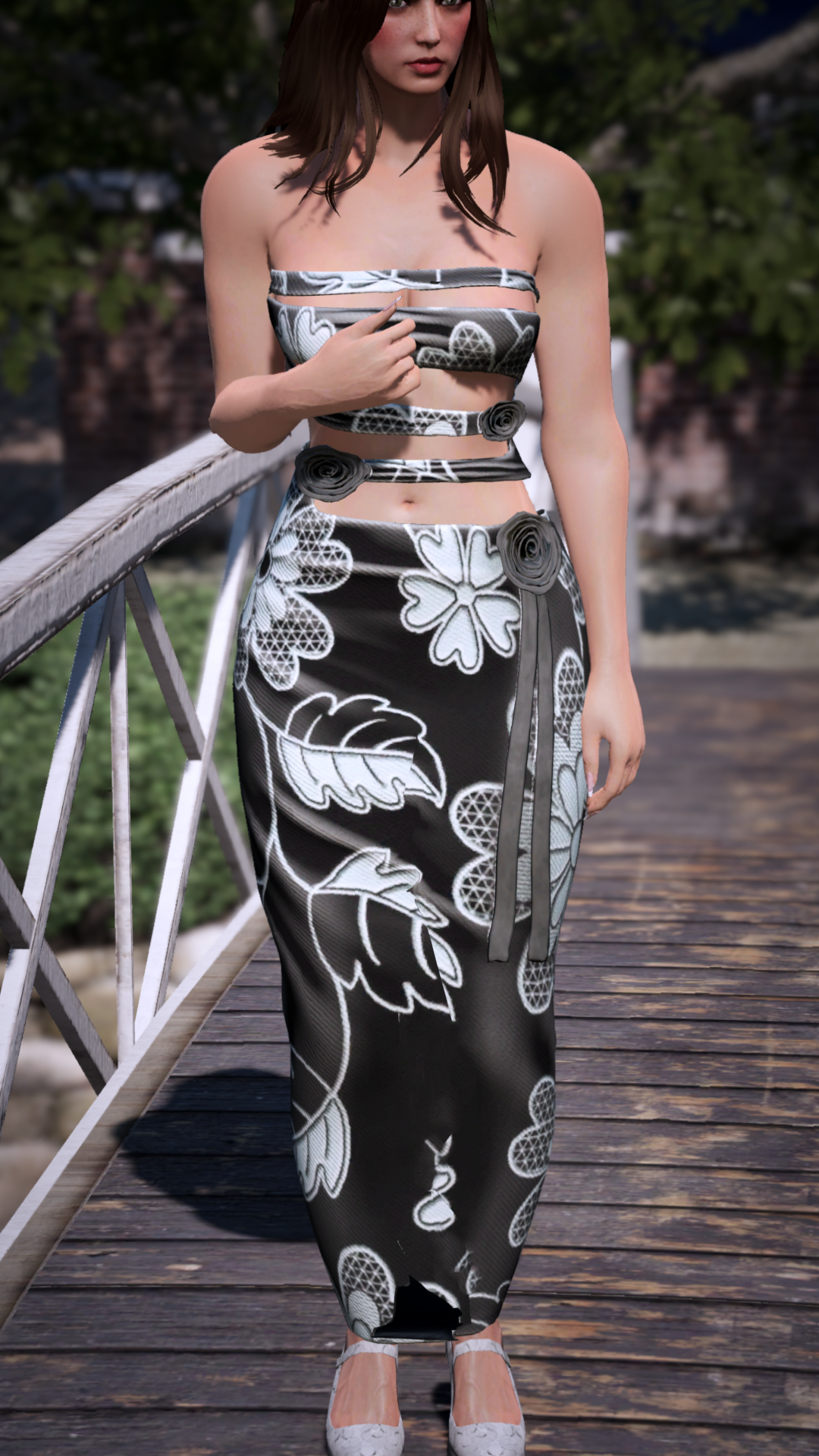 Thumbnail of Floral Cutout Rosette Dress in Black