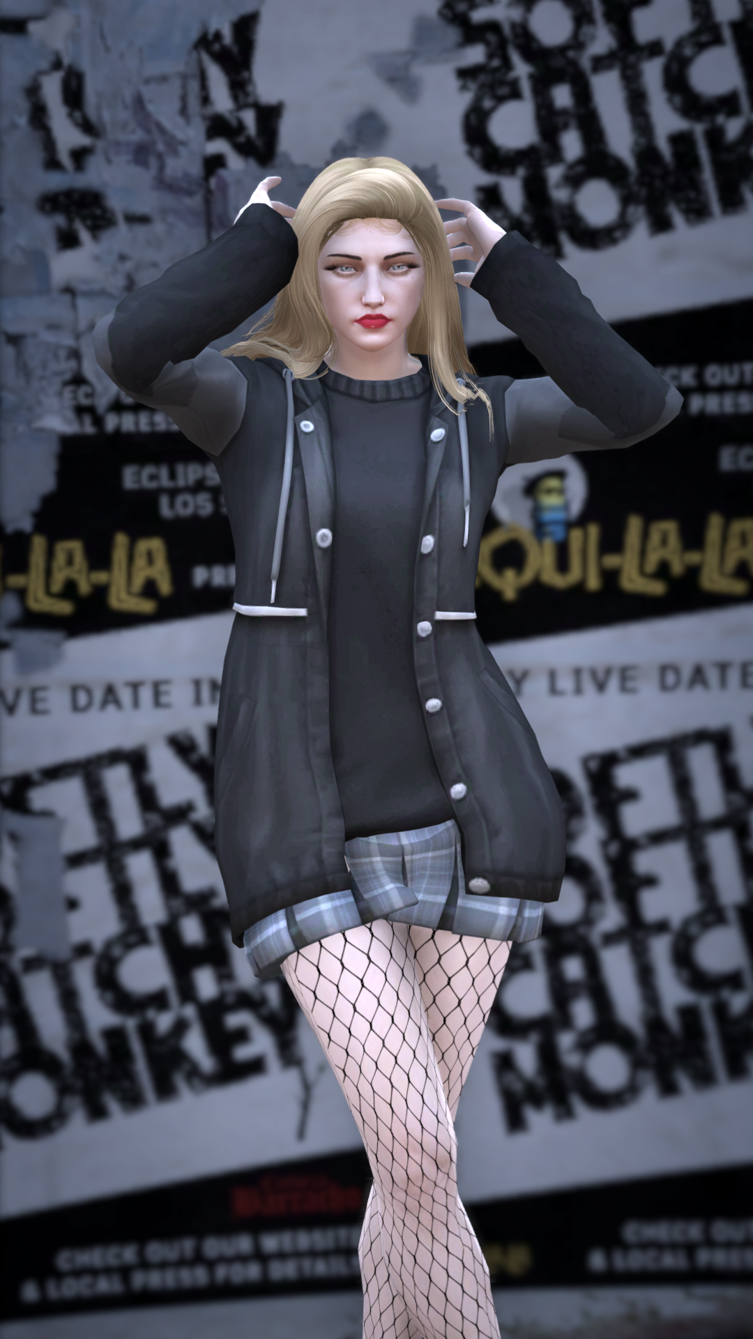 Thumbnail of Grunge Skirt & Hoodie Jacket Set in Black