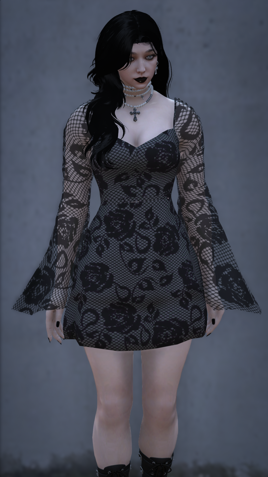 Thumbnail of Gothic Rose Lace Mini Dress in Black