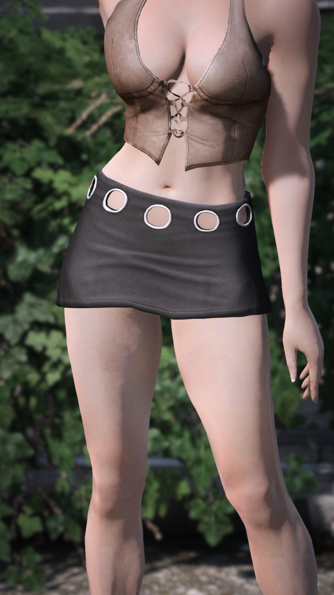 Thumbnail of Grommet Leather Miniskirt in Black