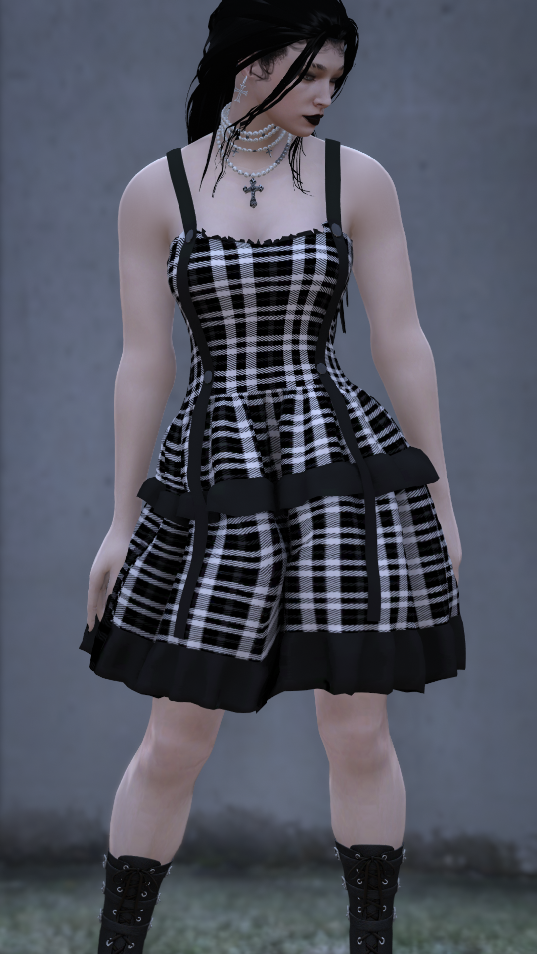 Gothic Plaid Corset Mini Dress