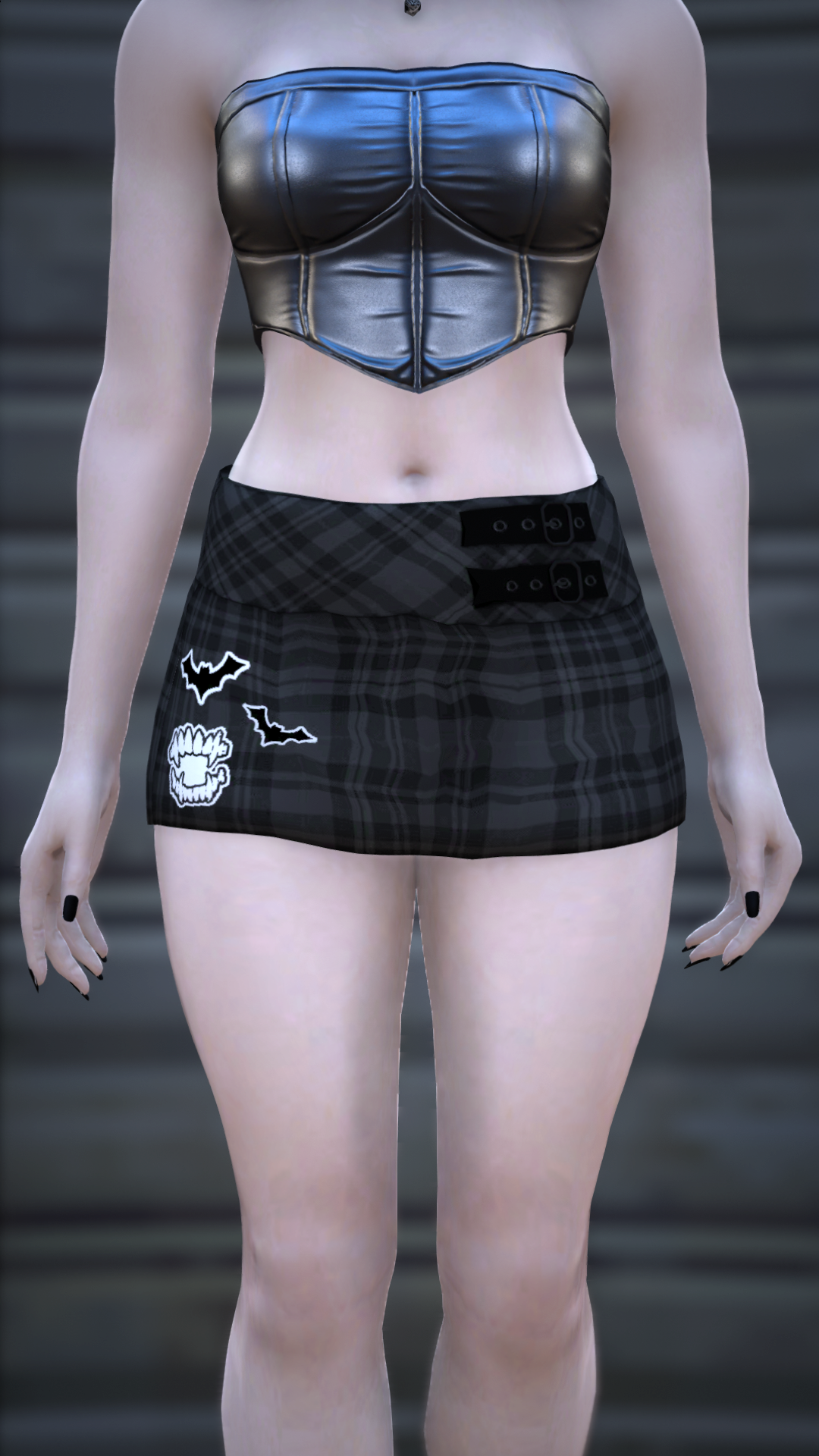 Thumbnail of Buckled Plaid Micro Skirt in Black