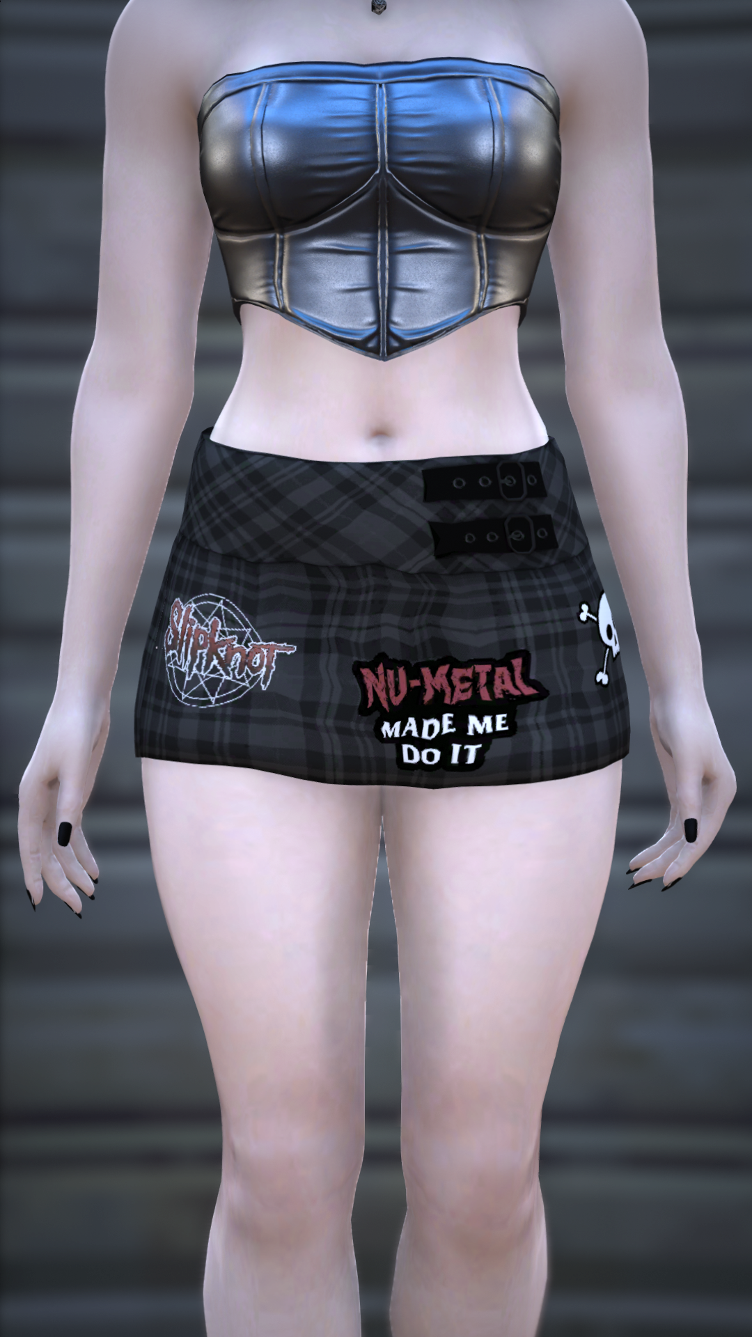 Thumbnail of Buckled Plaid Micro Skirt in Black2