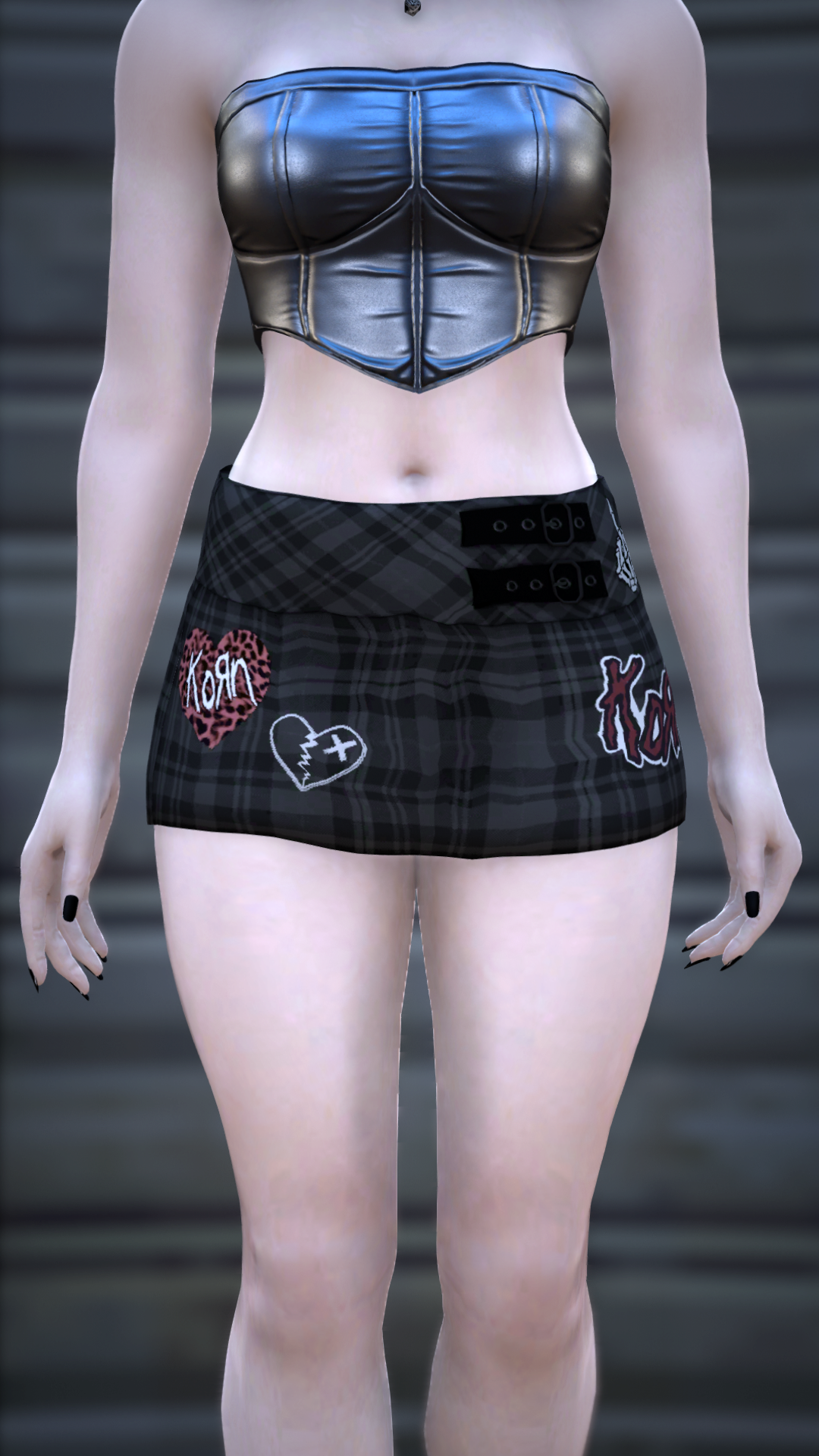 Thumbnail of Buckled Plaid Micro Skirt in Black3