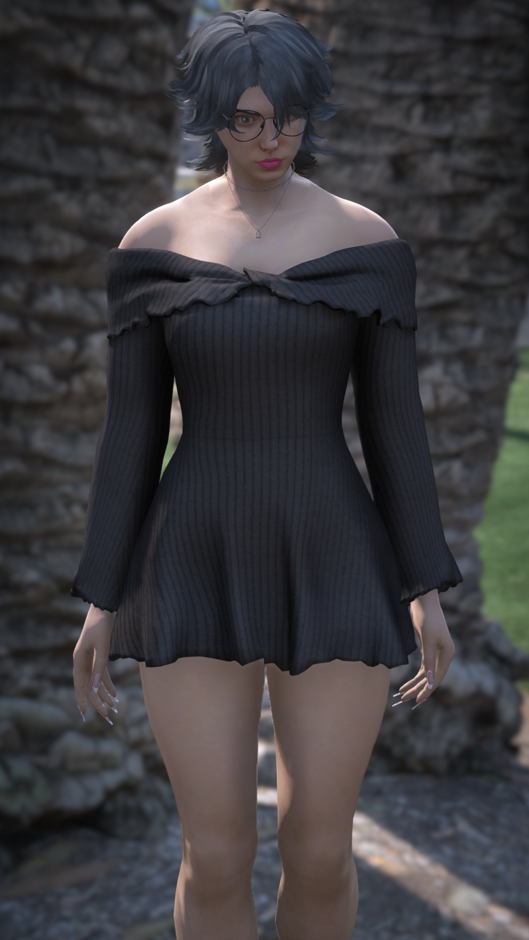 Thumbnail of Ribbed Mini Dress in Black