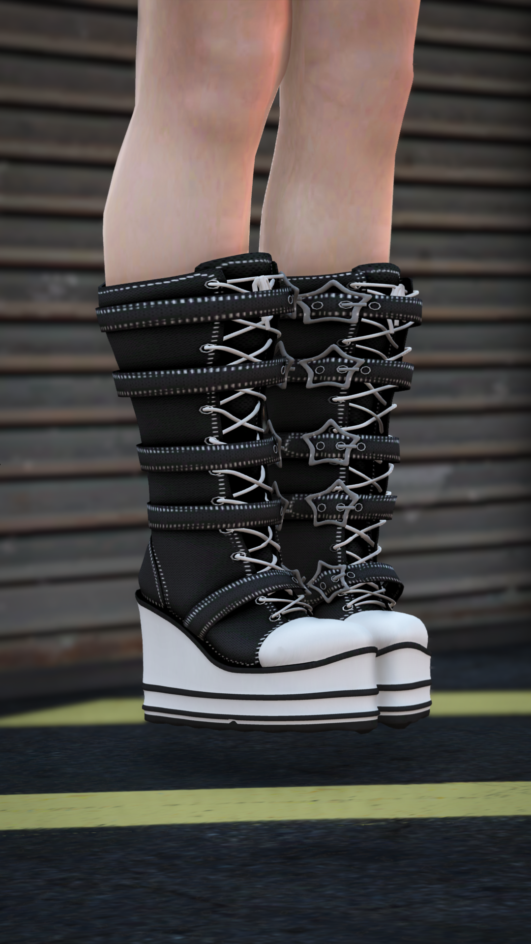 Star-Buckle Platform Boots