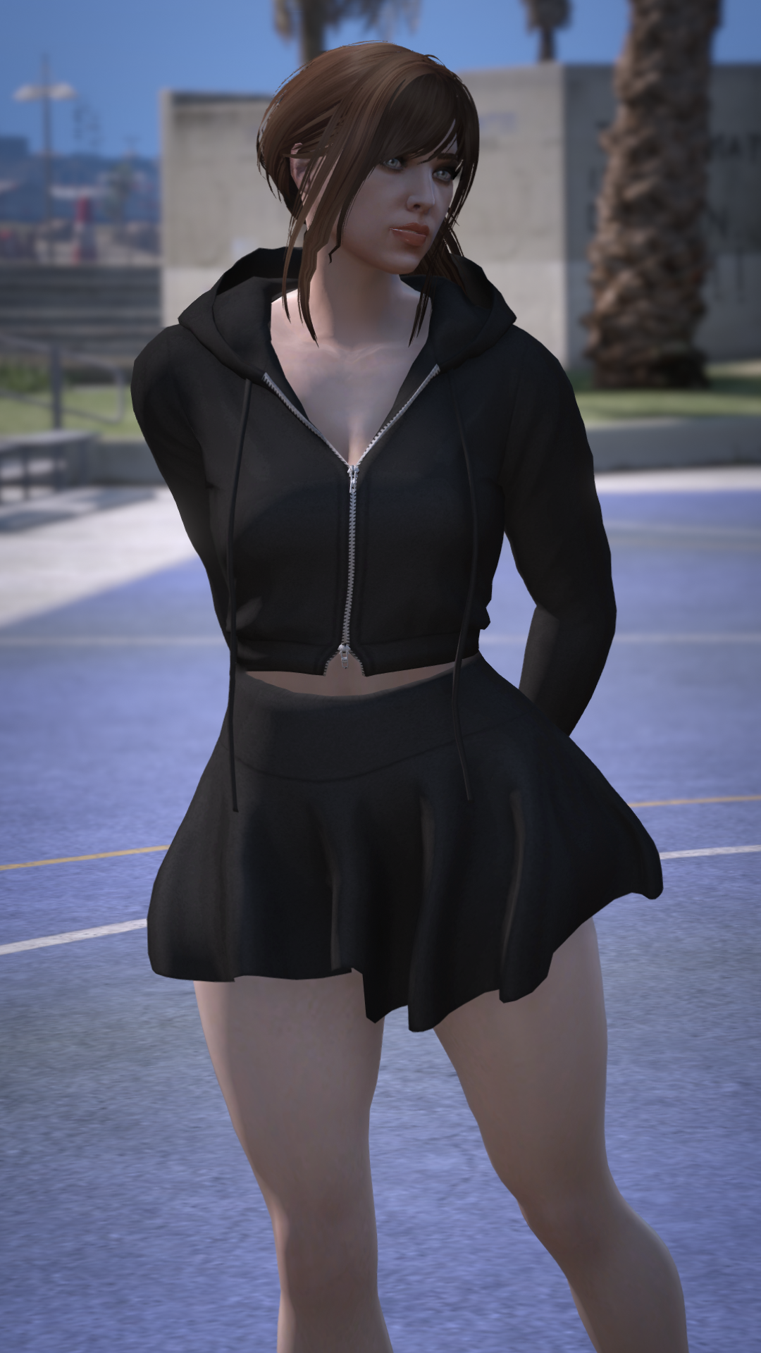 Thumbnail of Hoodie Mini Skirt Outfit in Black