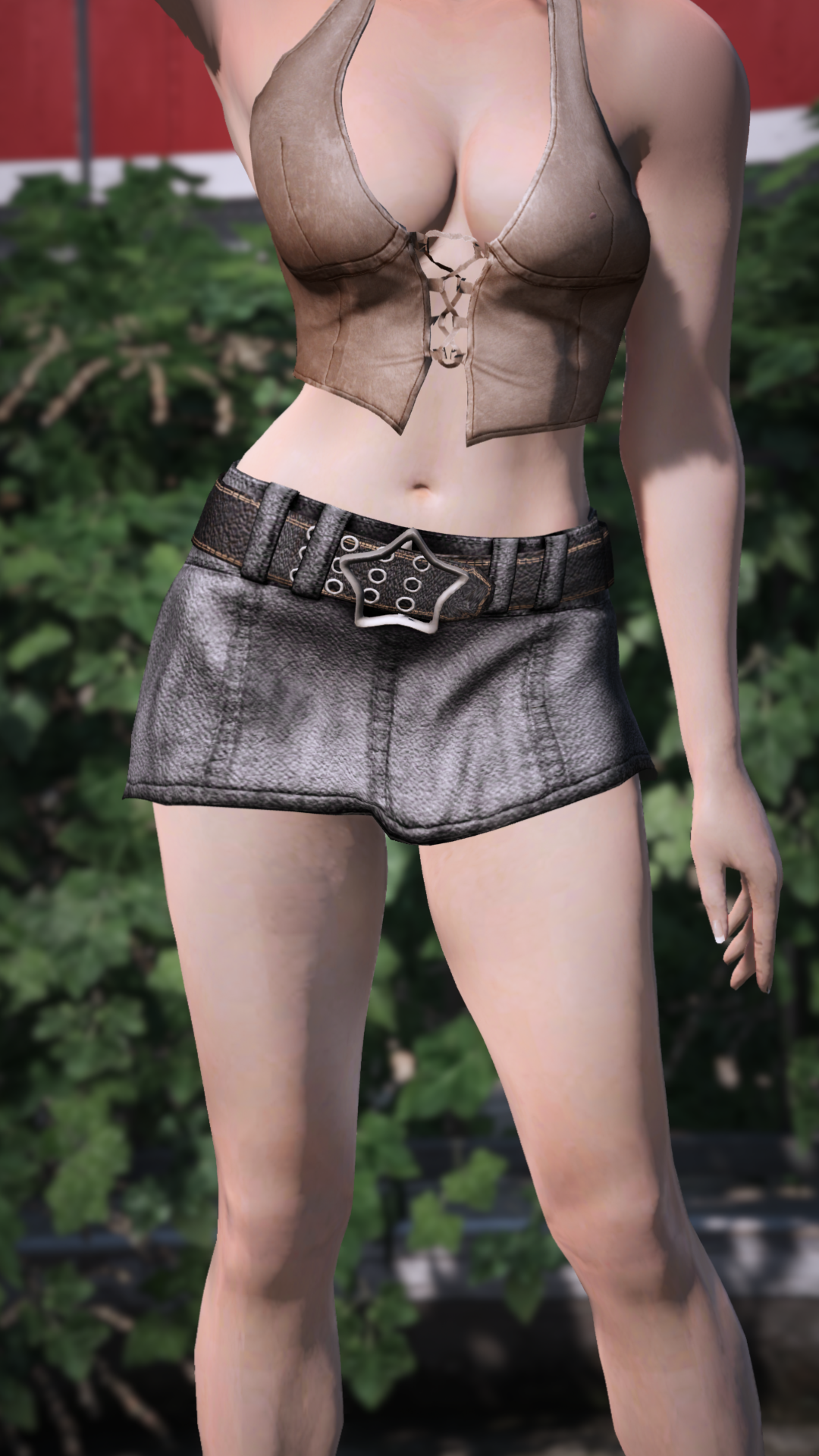 Thumbnail of Star-Buckle Leather Miniskirt in Black