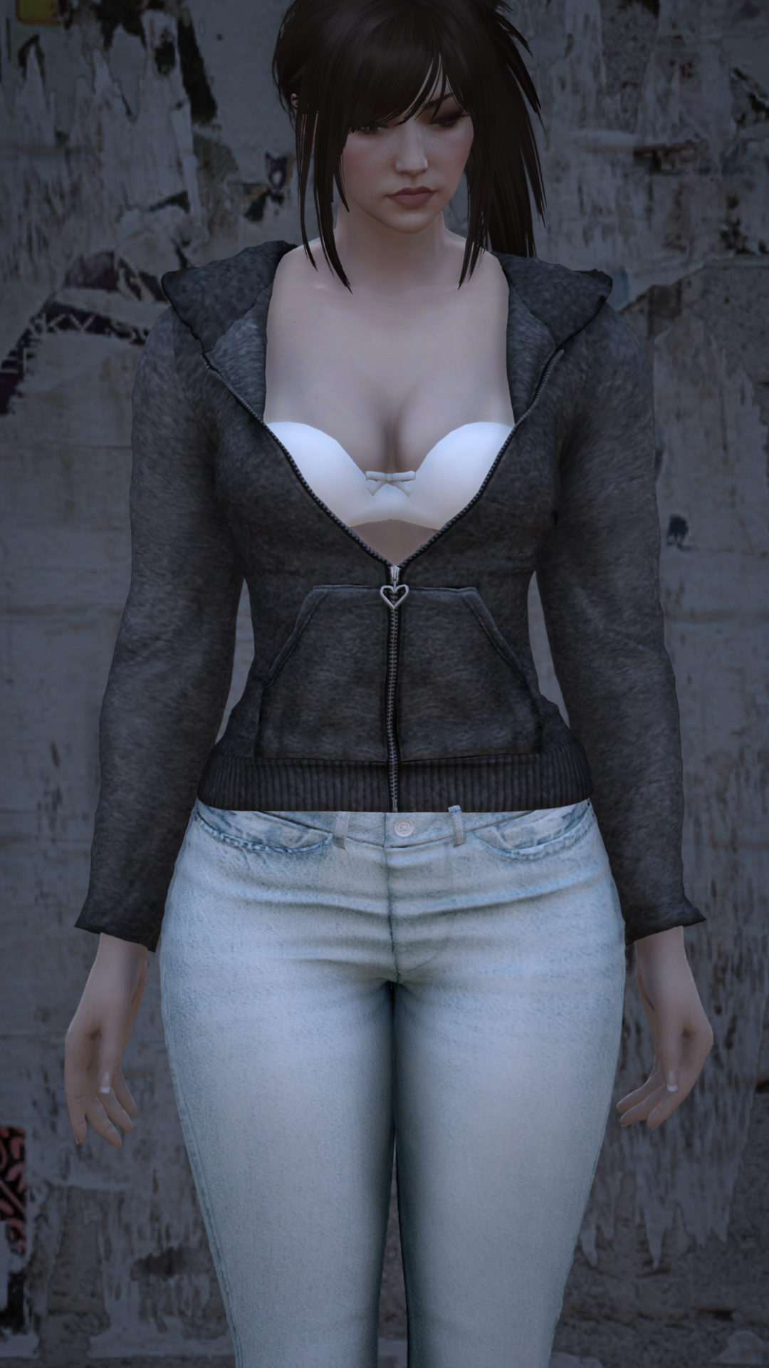 Thumbnail of Unzipped Heart Hoodie in Black