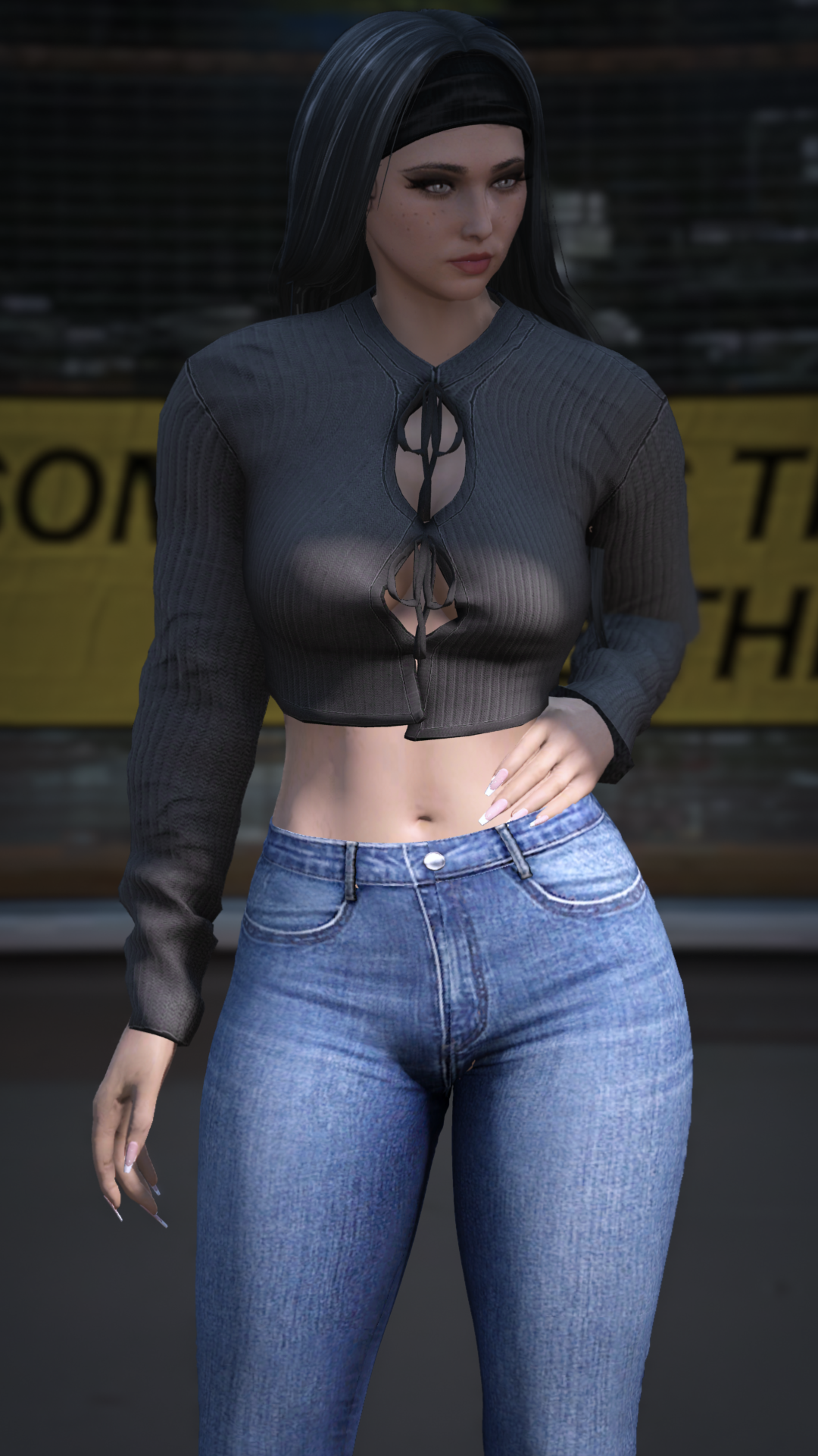 Thumbnail of Front Tie Cutout Crop Cardigan in Full Black