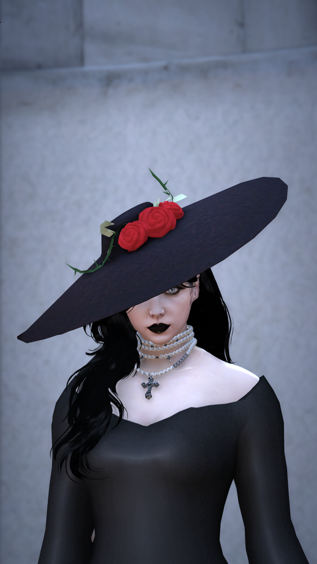 Thumbnail of Gothic Long Hat in Black & Rose