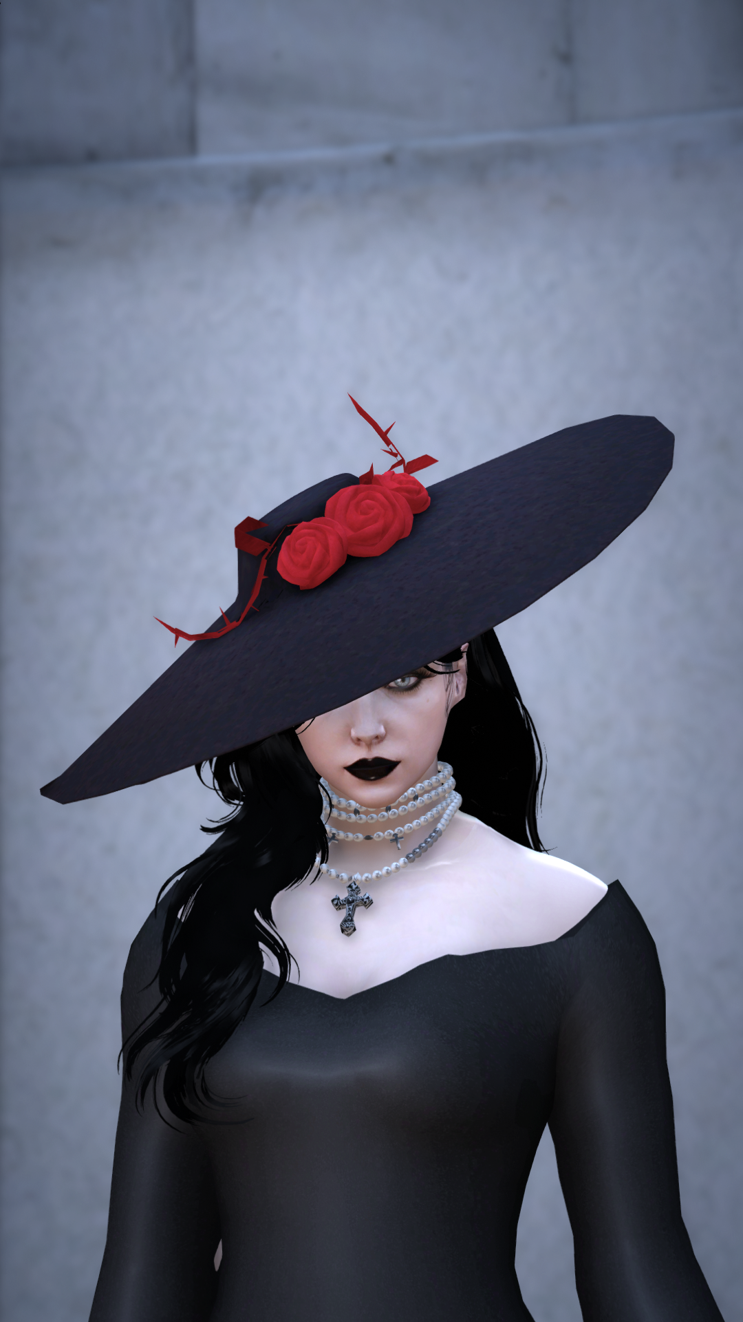 Thumbnail of Gothic Long Hat in Black & Full Red