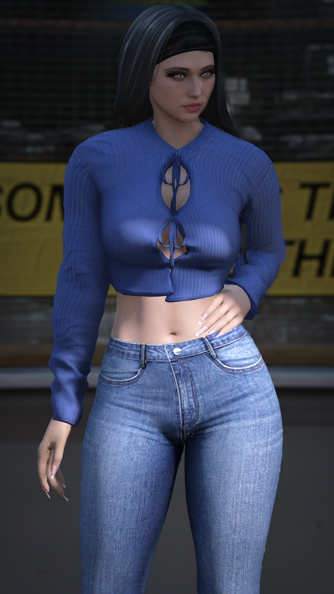 Thumbnail of Front Tie Cutout Crop Cardigan in Blue