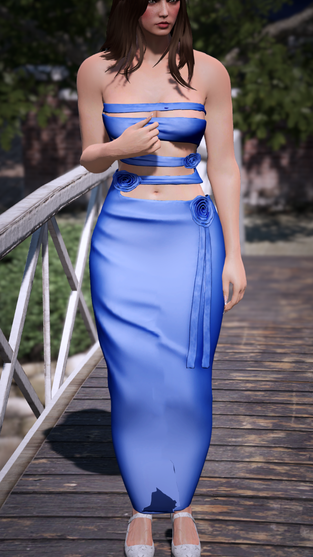 Thumbnail of Floral Cutout Rosette Dress in Blue