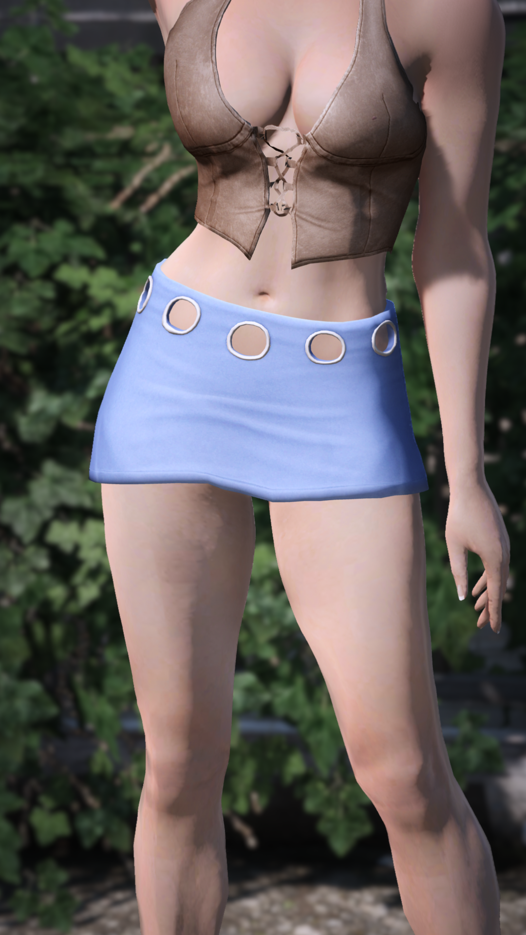 Thumbnail of Grommet Leather Miniskirt in Blue