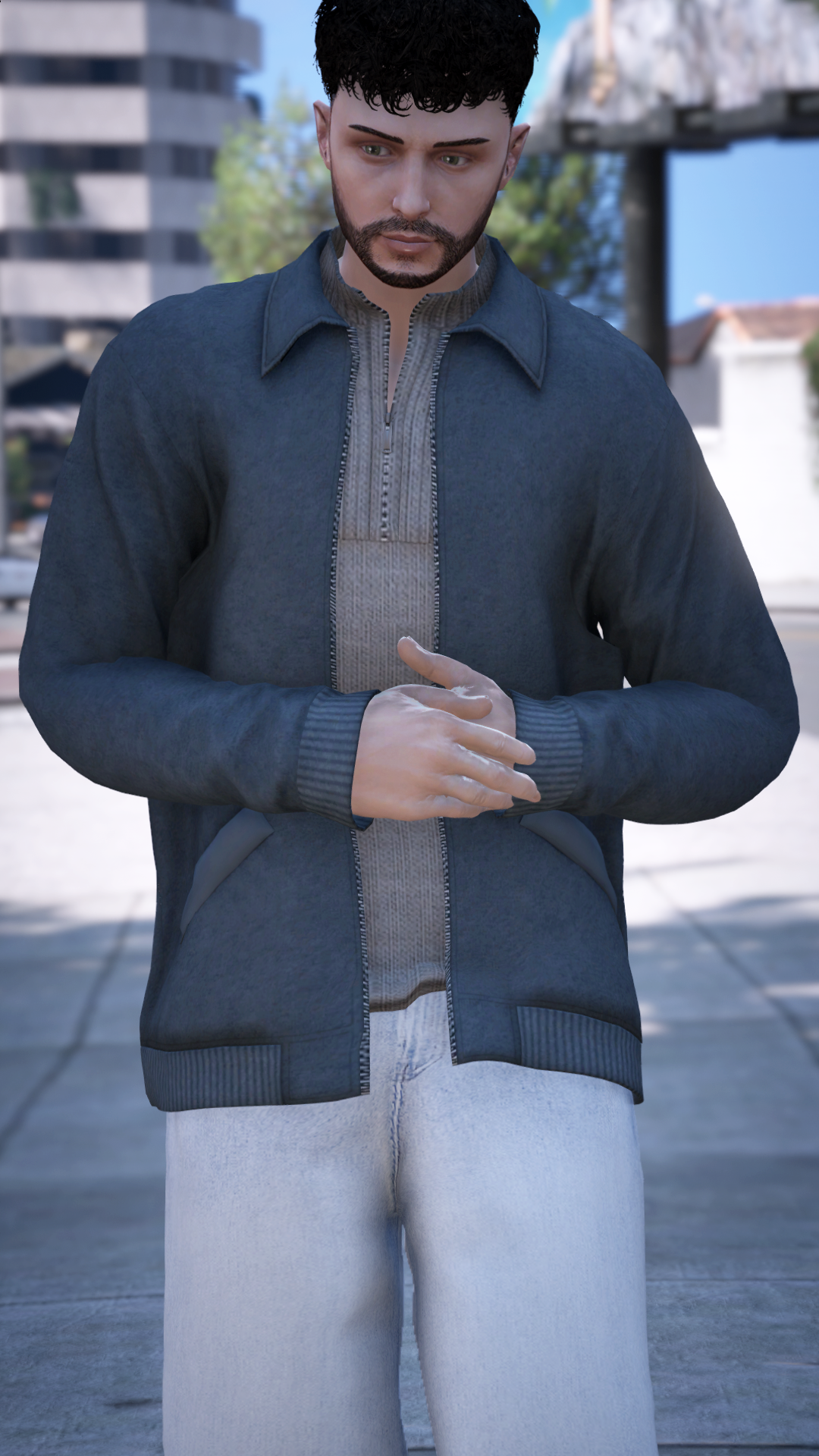 Thumbnail of Zip-Up Knit Jacket in Blue