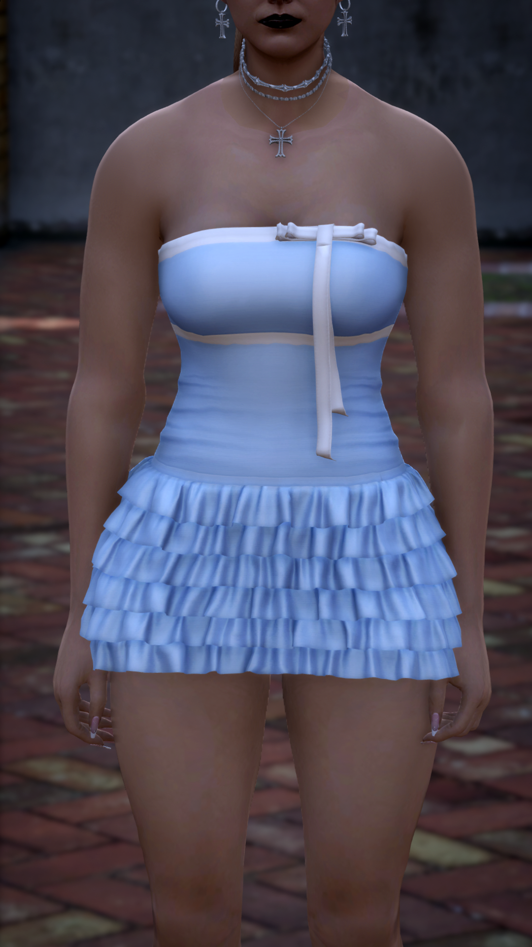 Thumbnail of Layered Ruffle Mini Dress in Blue
