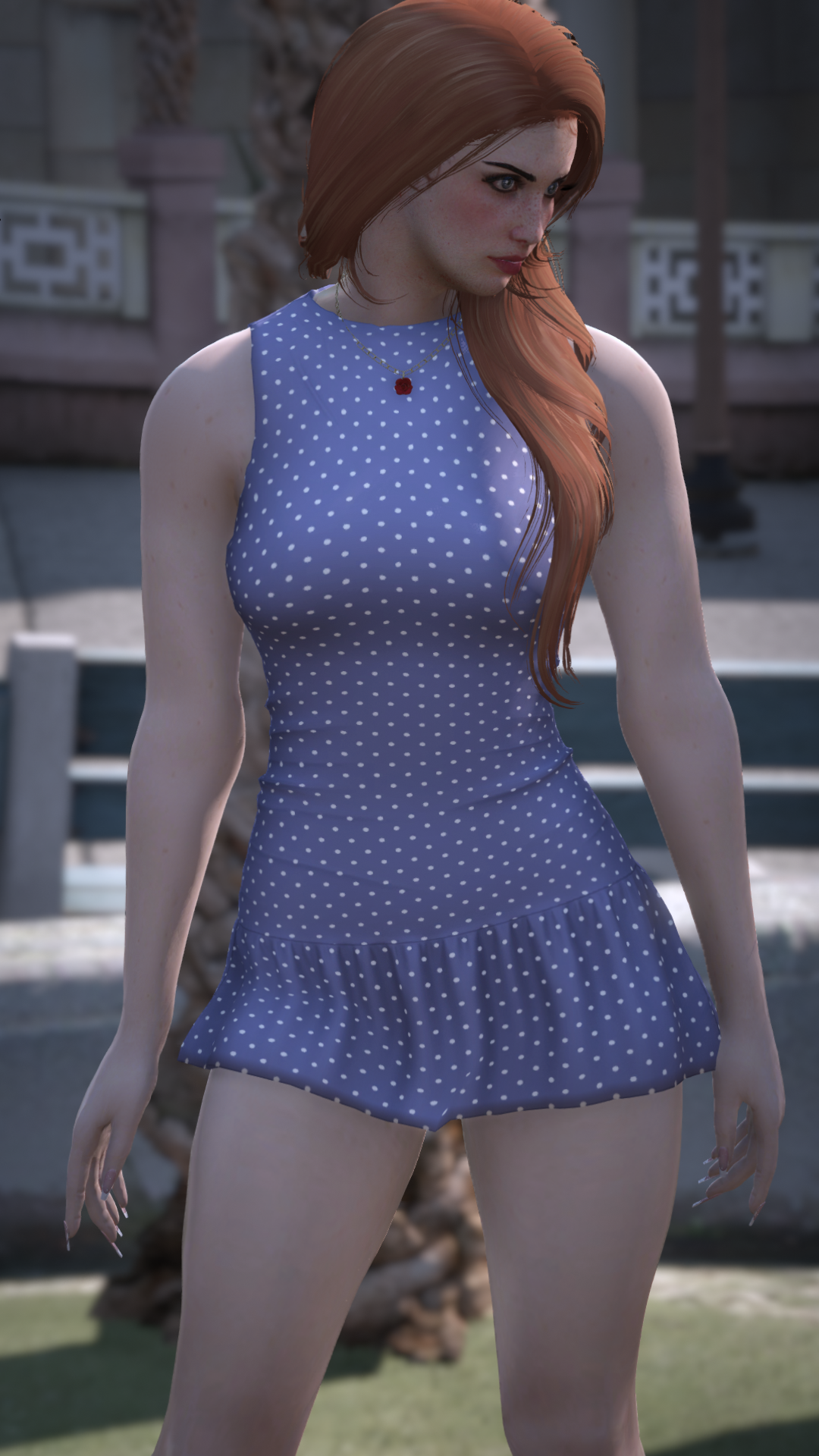 Thumbnail of Mock Neck Mini Dress in Blue