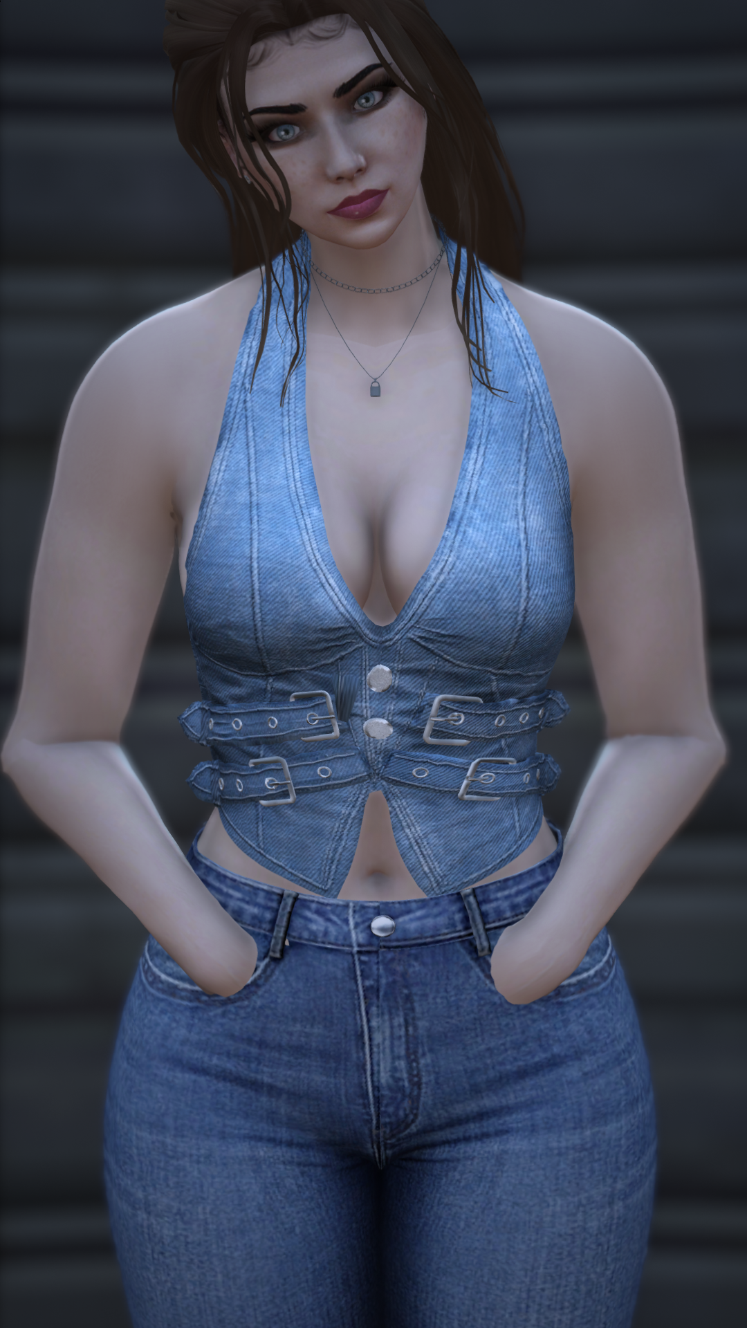 Thumbnail of V-Neck Buckled Bodice in Blue