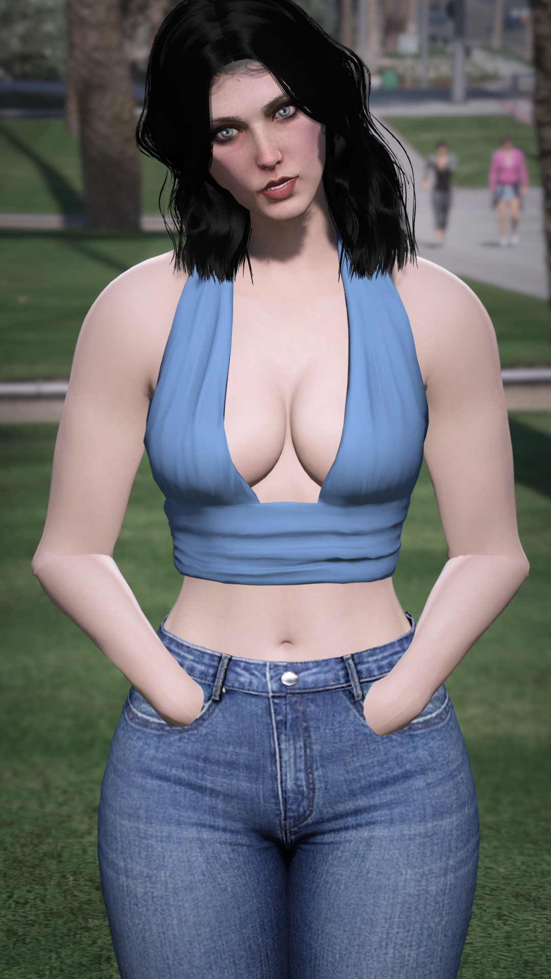 Thumbnail of Plunge Halter Crop in Blue