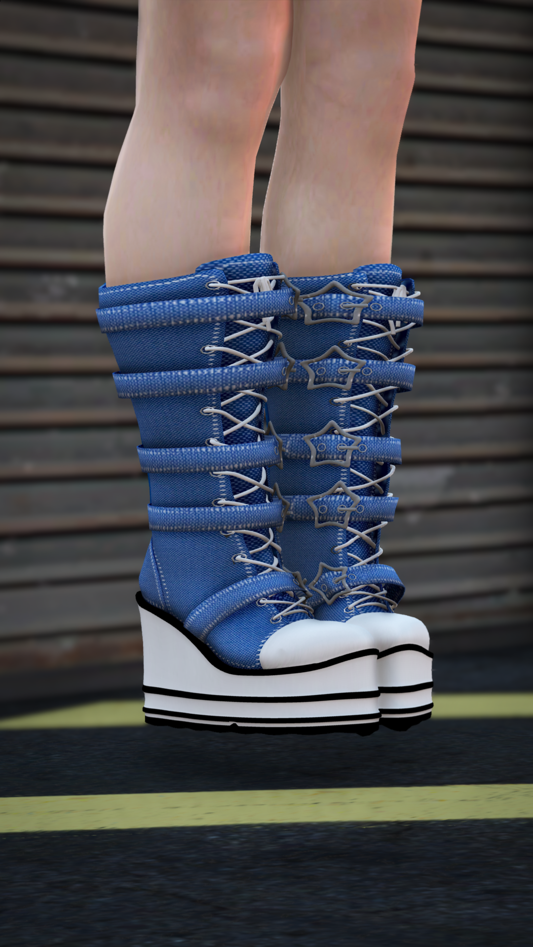 Thumbnail of Star-Buckle Platform Boots in Blue