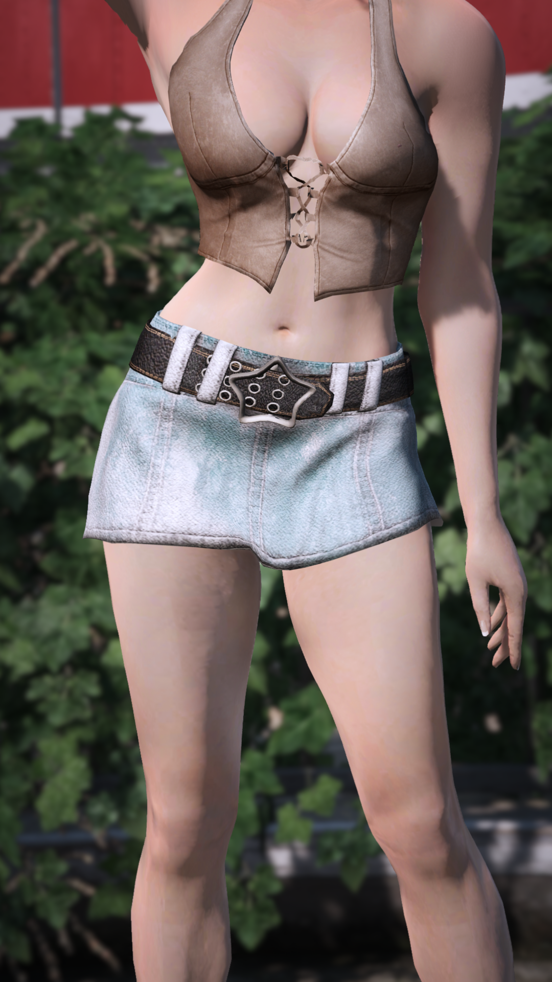 Thumbnail of Star-Buckle Leather Miniskirt in Blue