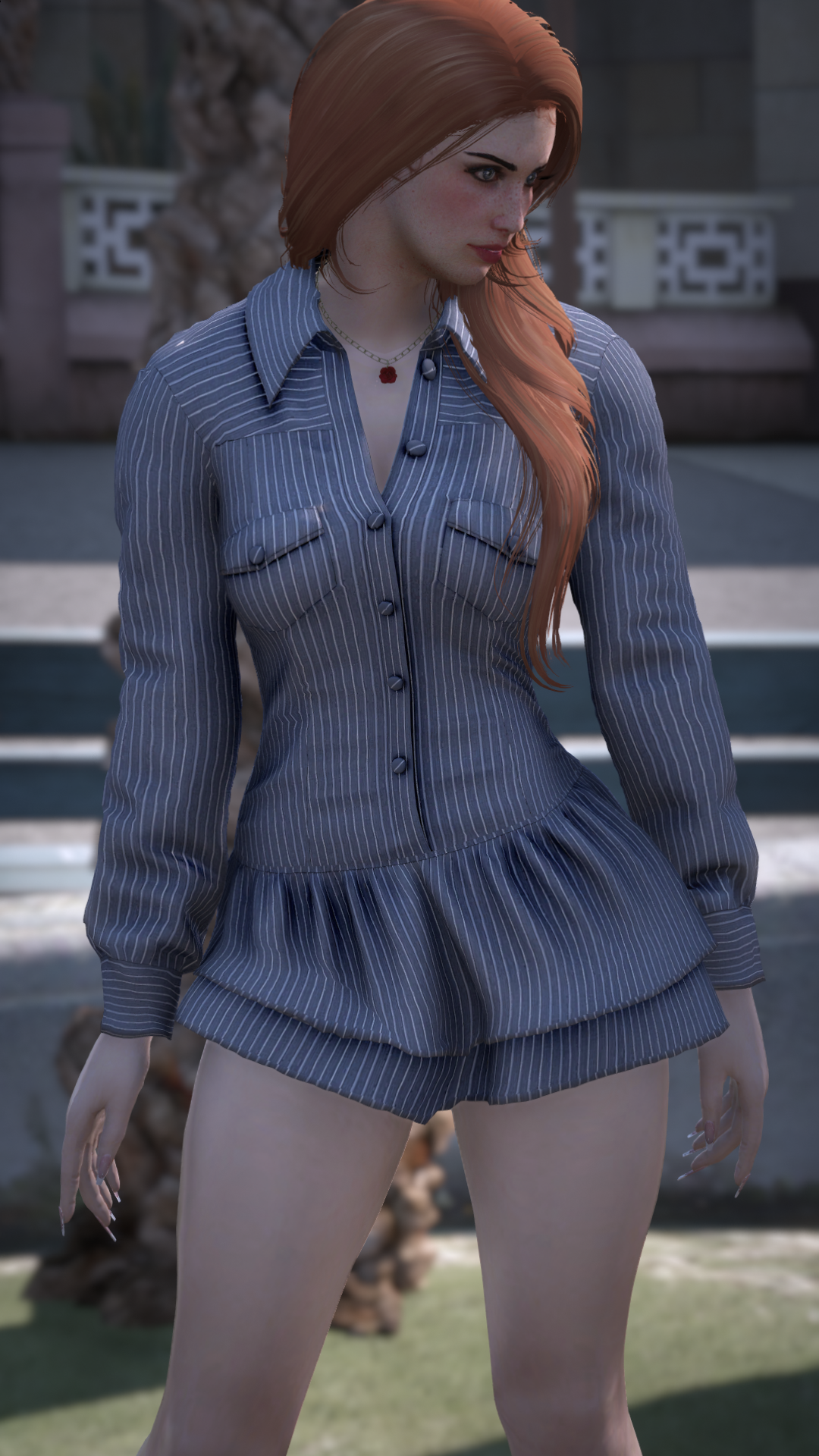 Thumbnail of Tiered Shirt Dress in Blue