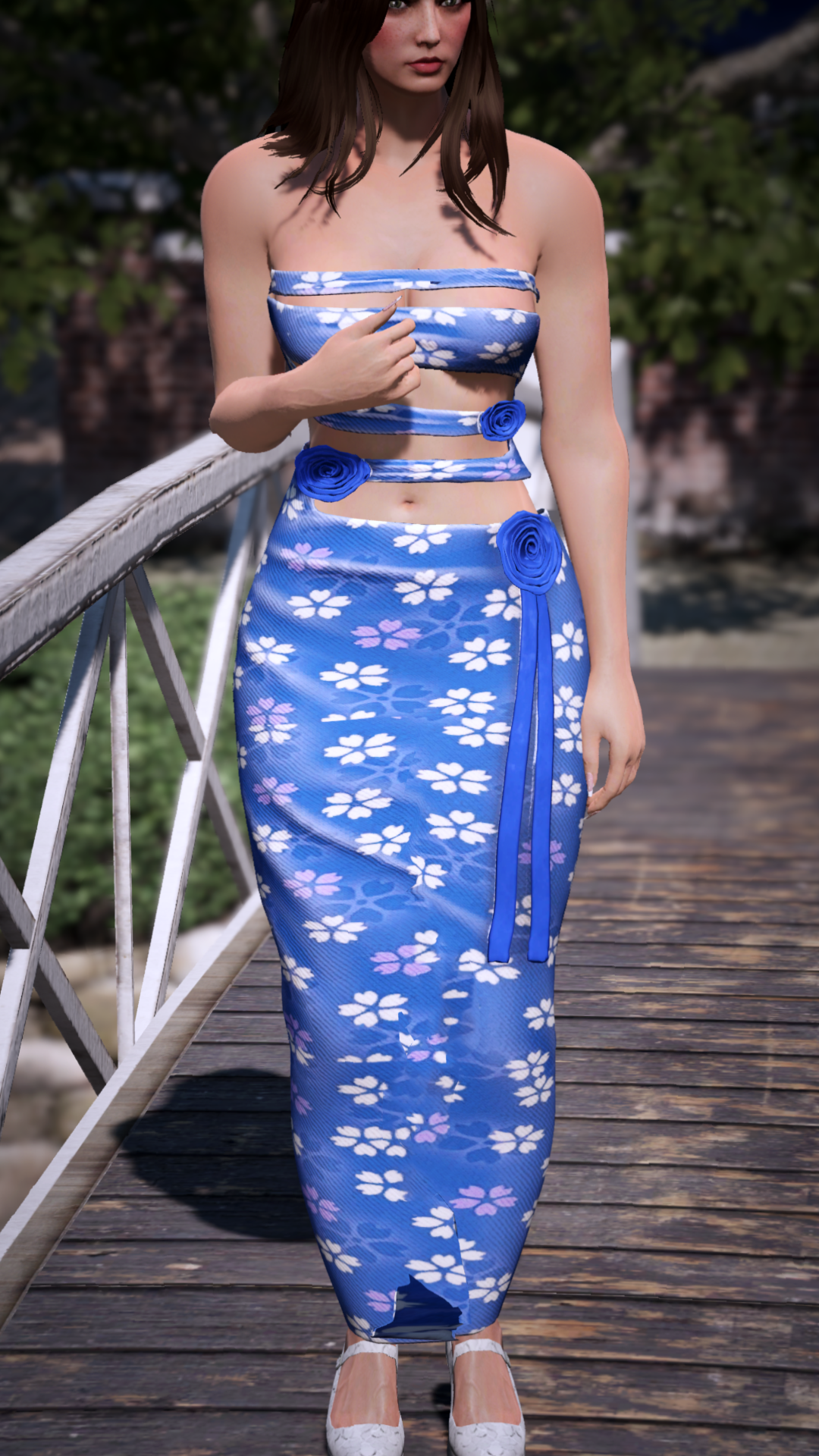 Thumbnail of Floral Cutout Rosette Dress in Full Blue