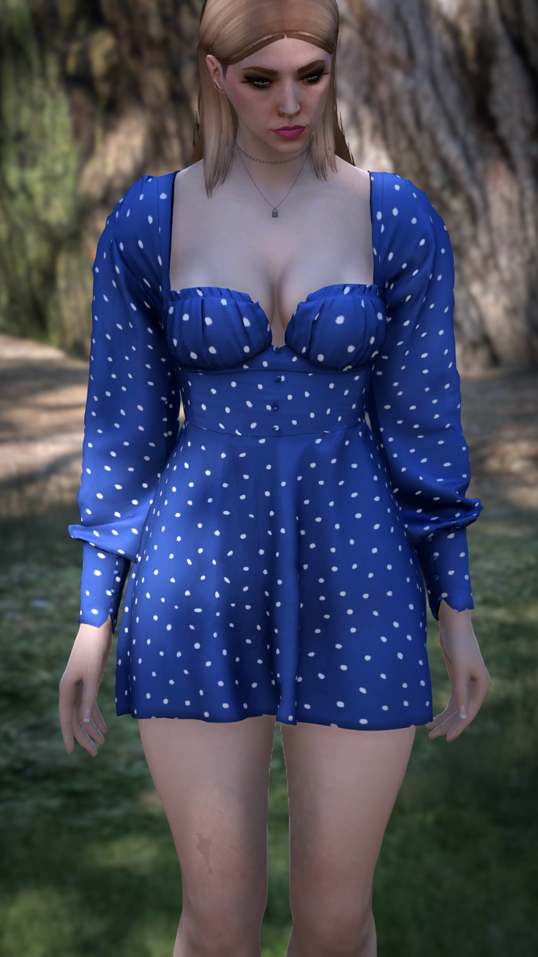 Thumbnail of Ruched Bust Mini Dress in Blue (dots)