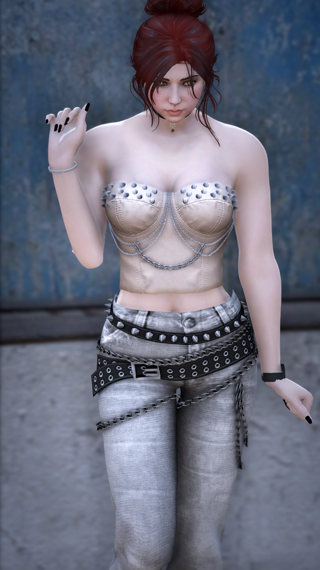 Thumbnail of Edgy Punk Studded Corset in Brown