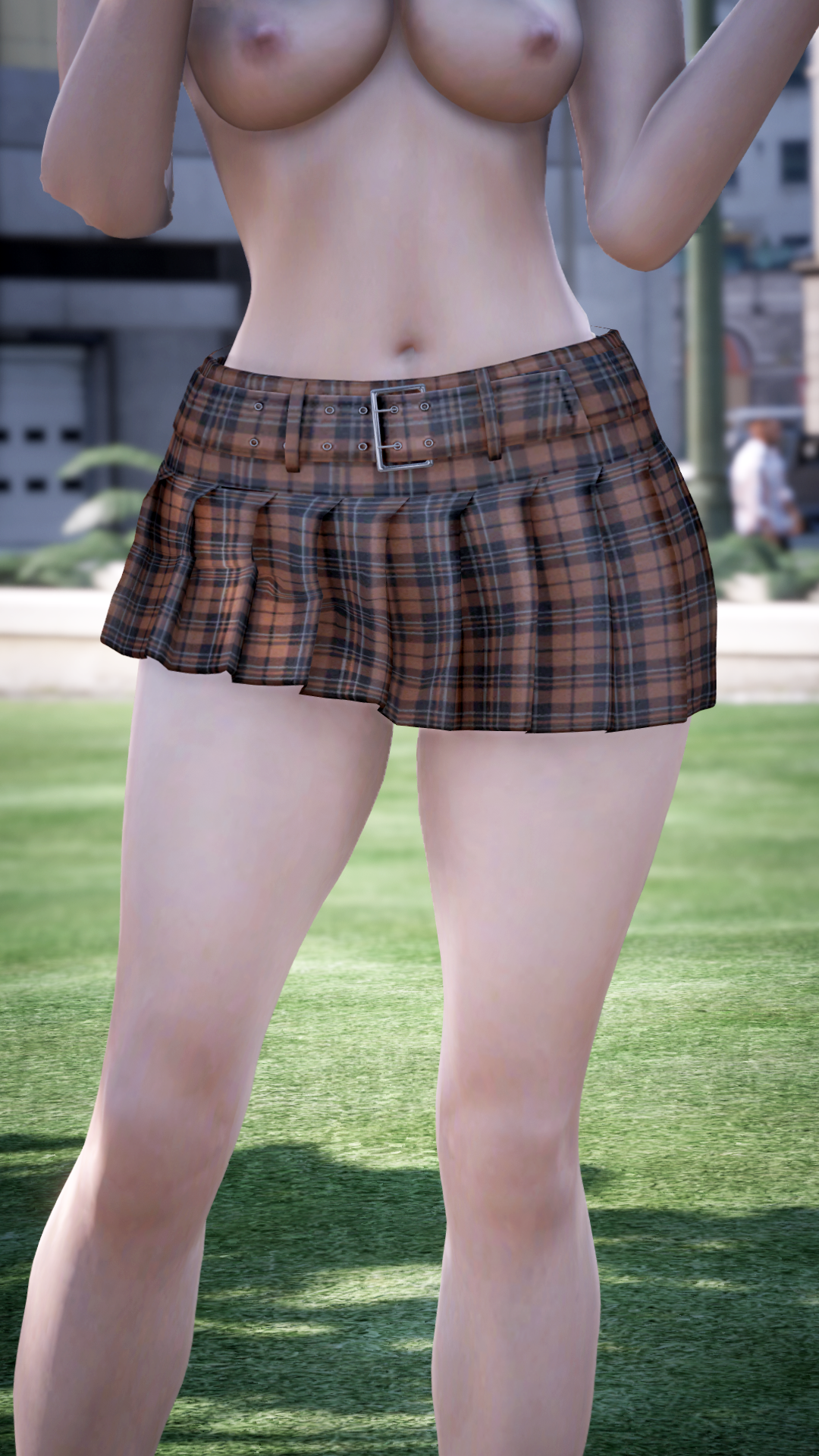 Thumbnail of Schoolgirl Style Plaid Skirt in Brown