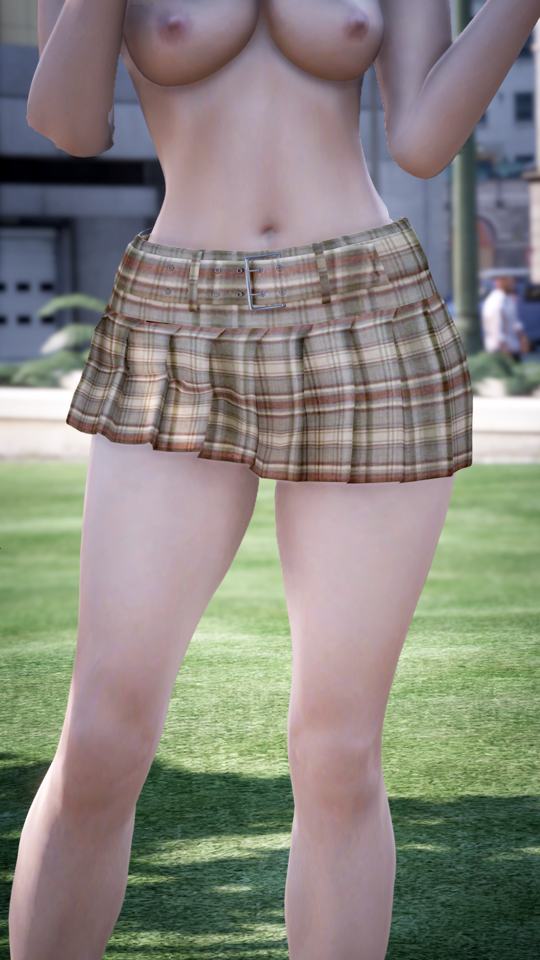 Thumbnail of Schoolgirl Style Plaid Skirt in Ligt Brown