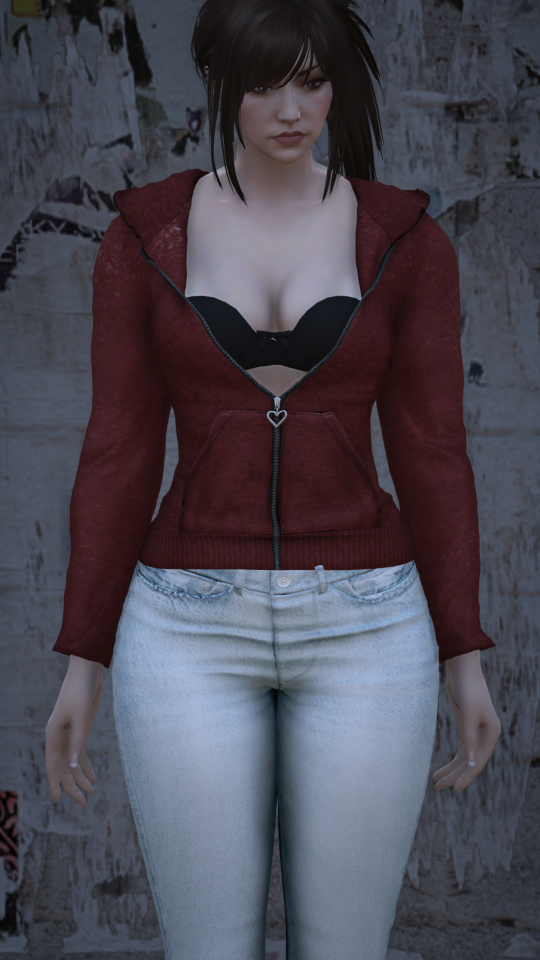 Thumbnail of Unzipped Heart Hoodie in Burgundy