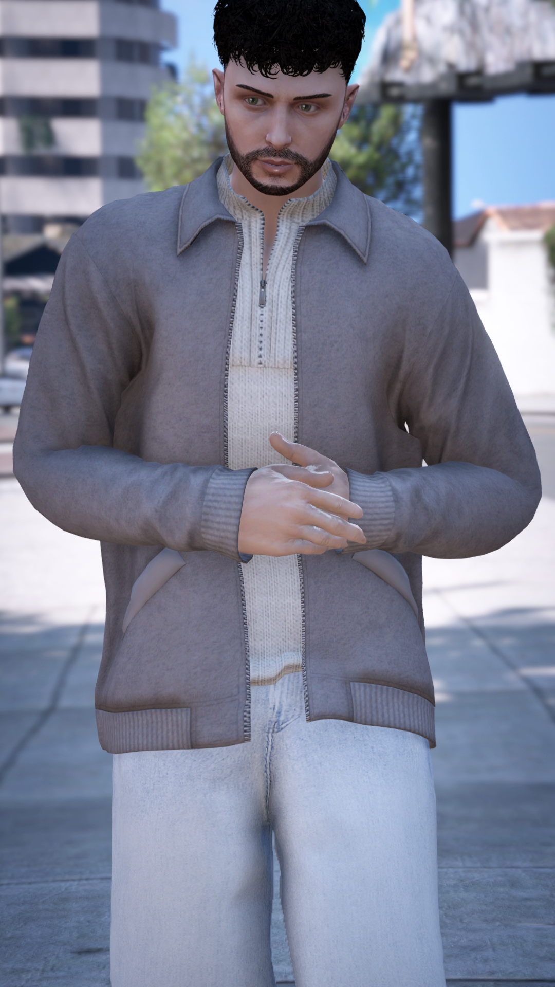Thumbnail of Zip-Up Knit Jacket in Gray