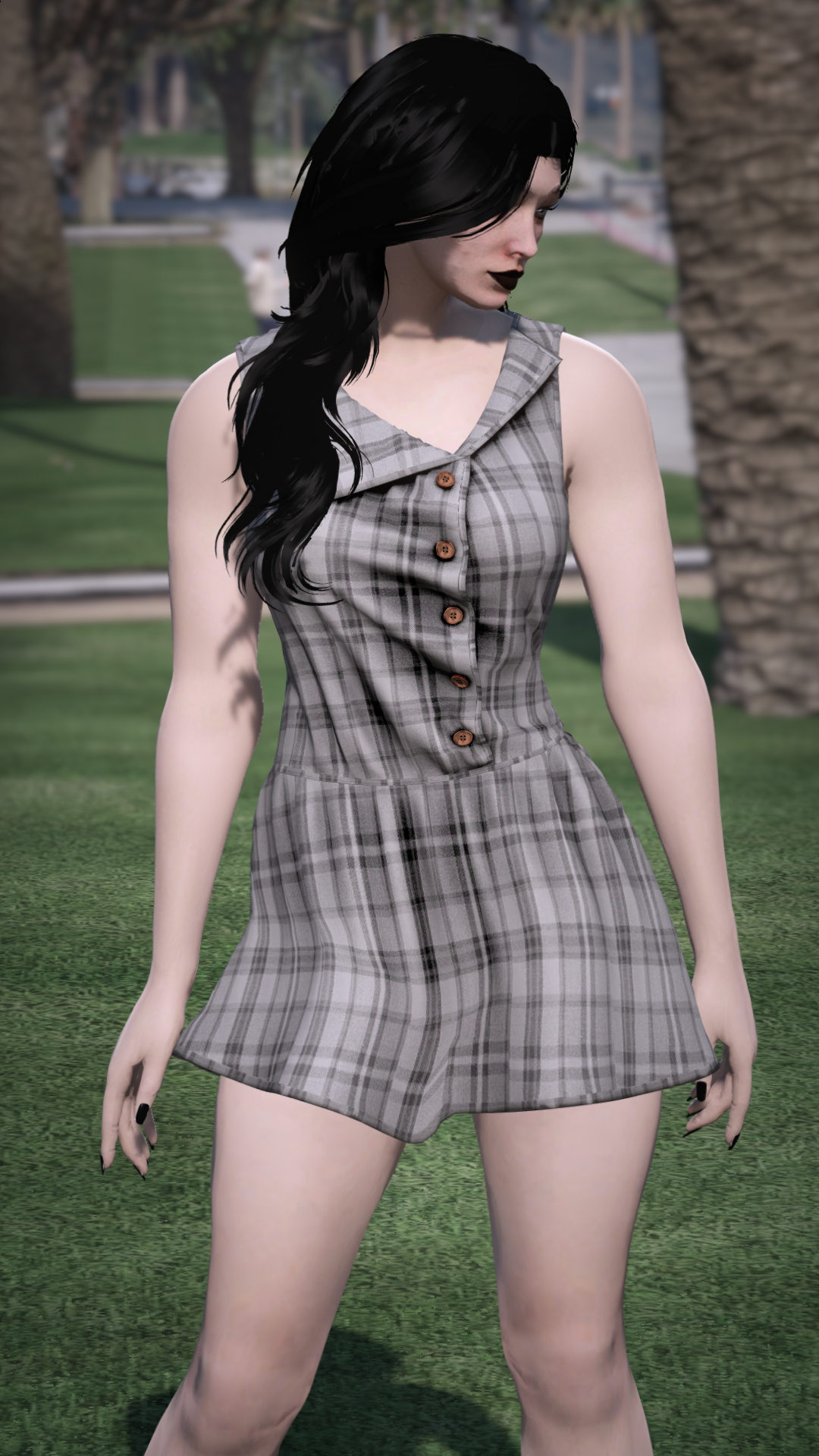 Thumbnail of Sleeveless Button Mini Dress in Gray