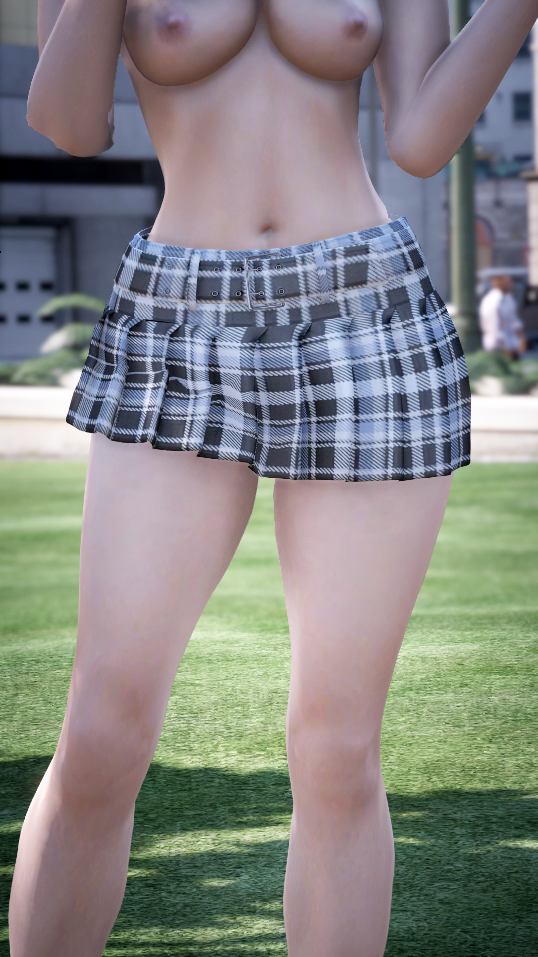Thumbnail of Schoolgirl Style Plaid Skirt in Gray