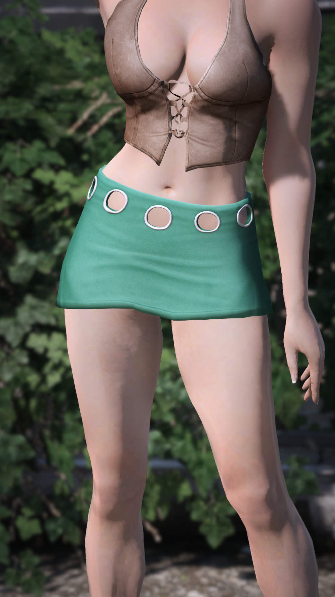 Thumbnail of Grommet Leather Miniskirt in Green