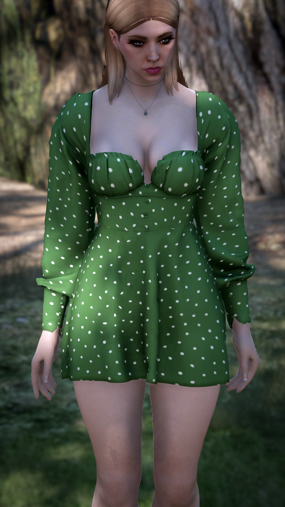 Thumbnail of Ruched Bust Mini Dress in Green (dots)