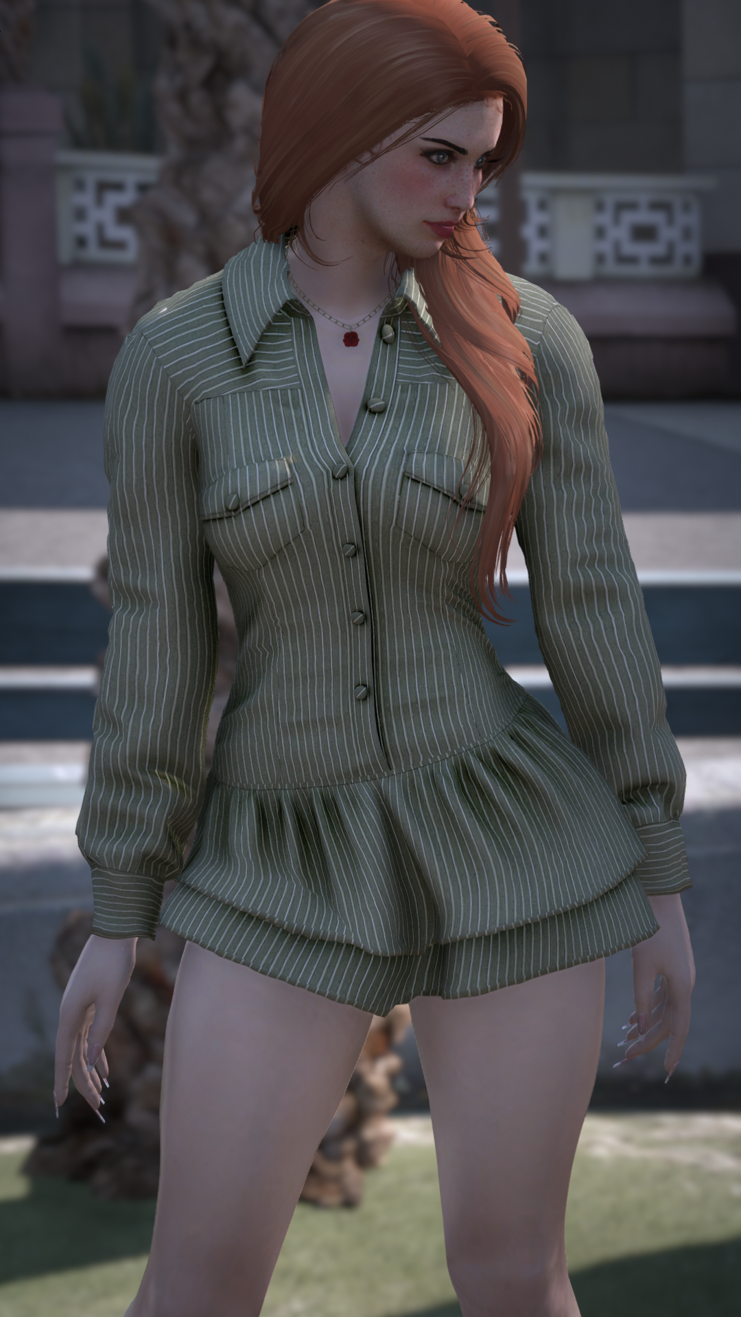 Thumbnail of Tiered Shirt Dress in Green