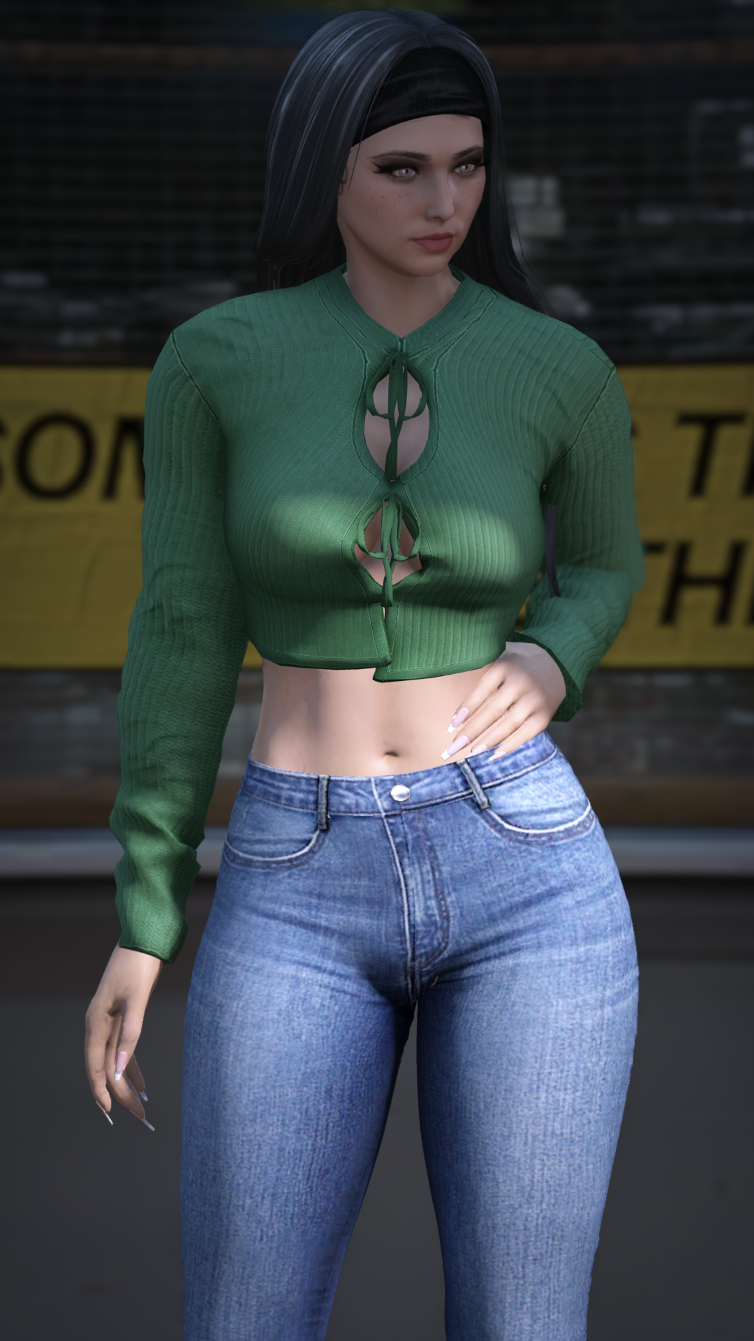 Thumbnail of Front Tie Cutout Crop Cardigan in Full Green