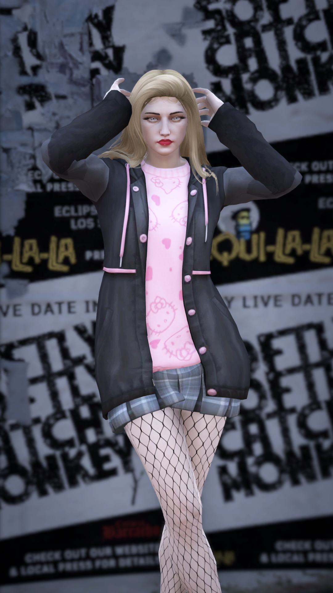 Thumbnail of Grunge Skirt & Hoodie Jacket Set in Hello Kitty