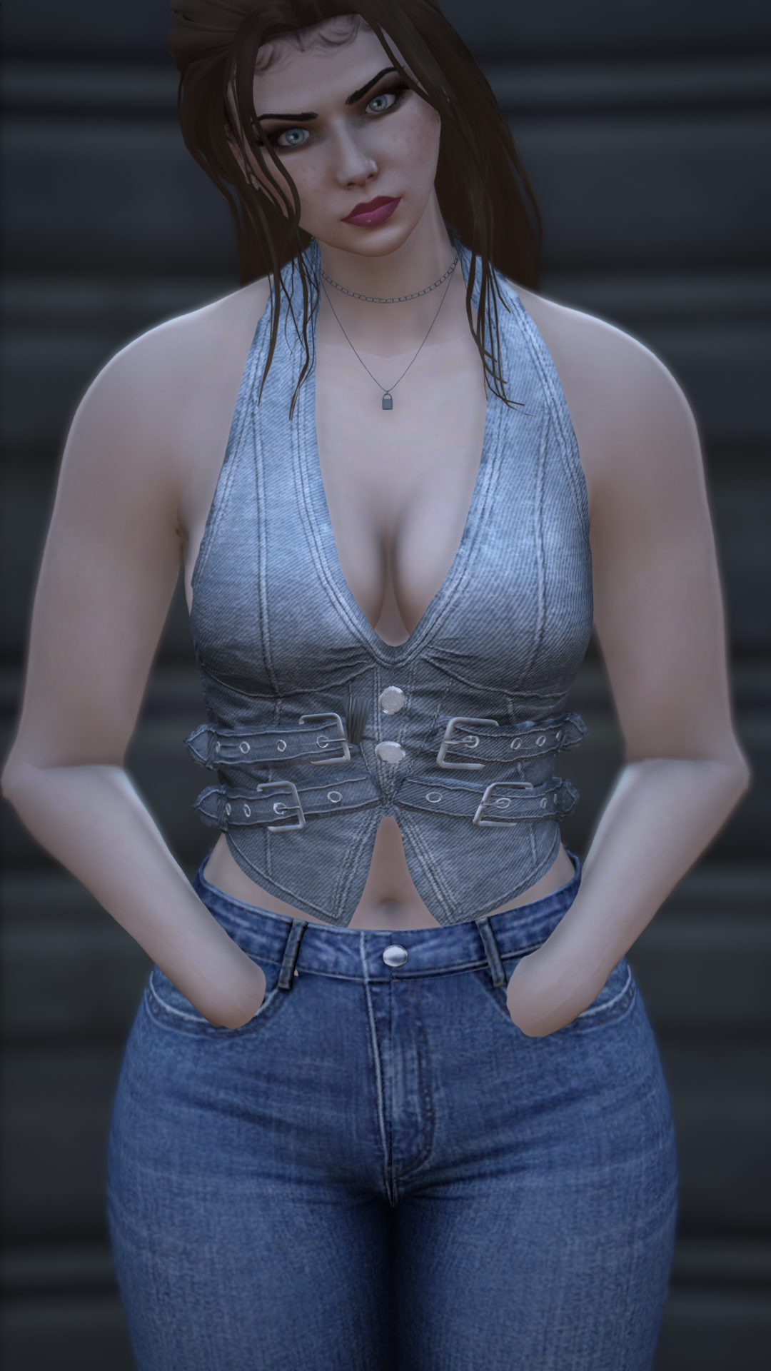 V-Neck Buckled Bodice