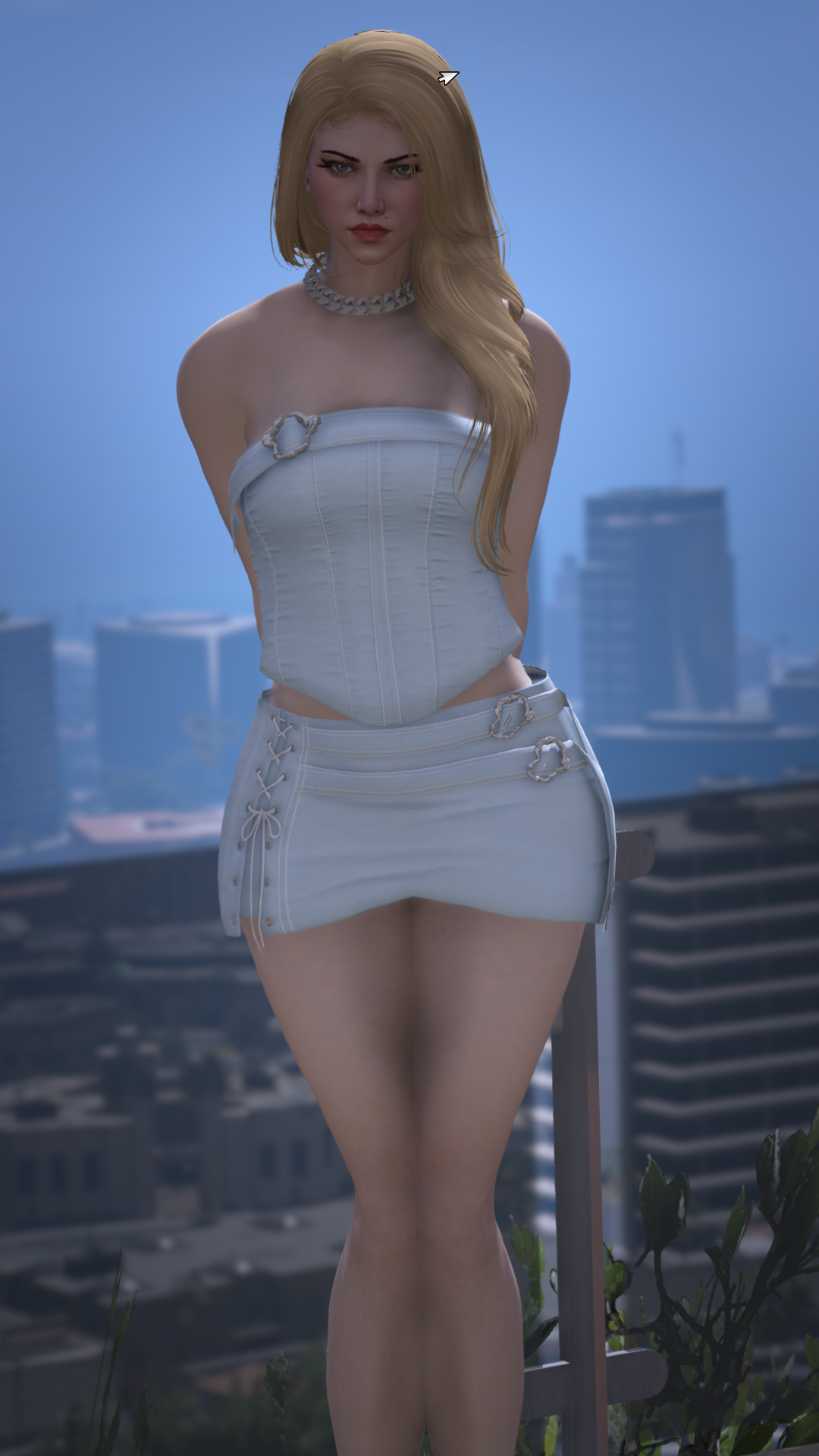 Thumbnail of Two-Piece Corset Mini Skirt Outfit in Light Blue