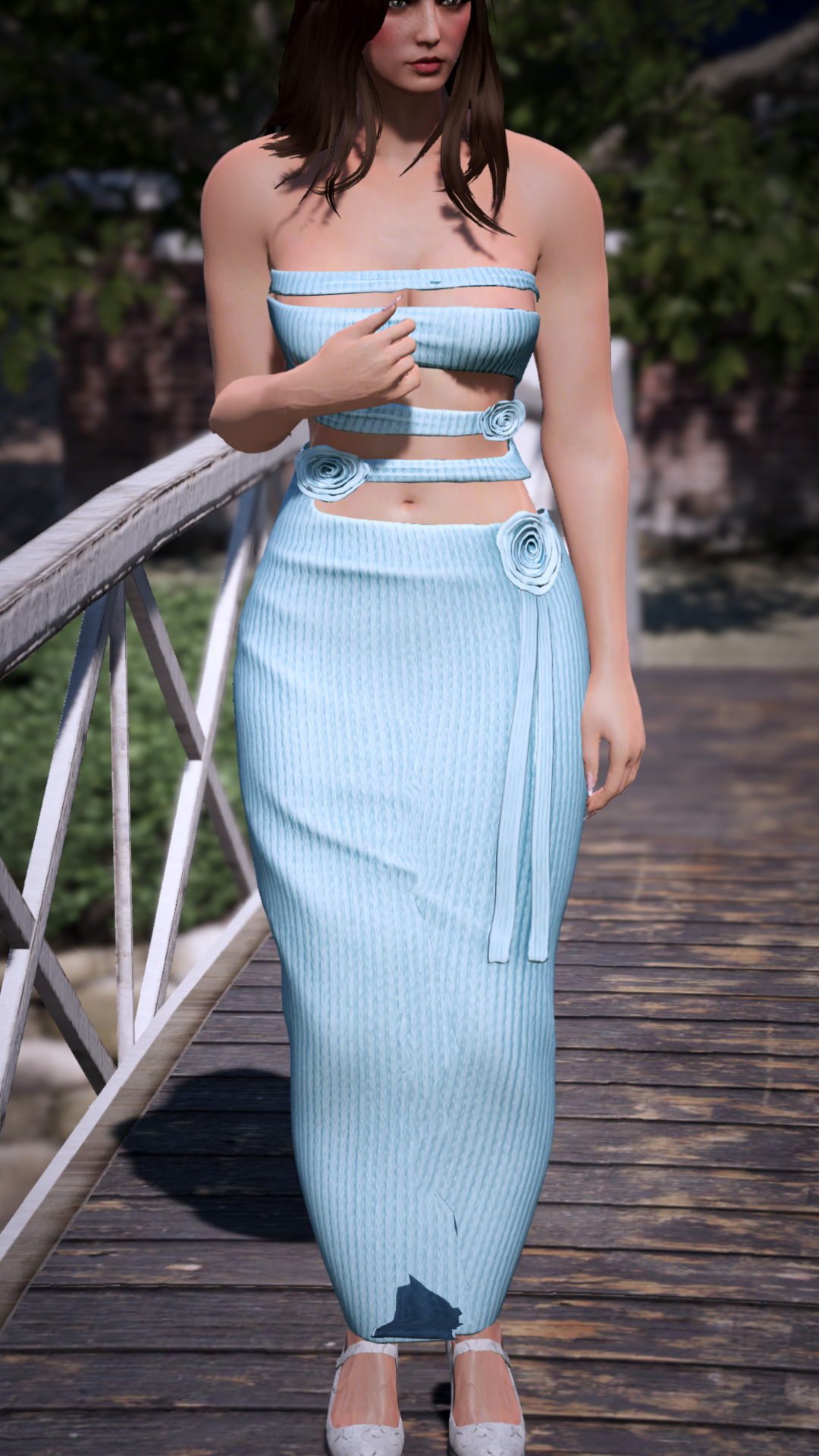 Thumbnail of Floral Cutout Rosette Dress in Lightblue
