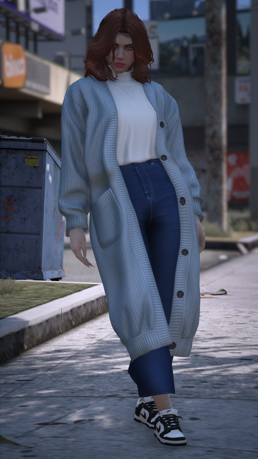 Long cardigan & Turtleneck T-Shirt