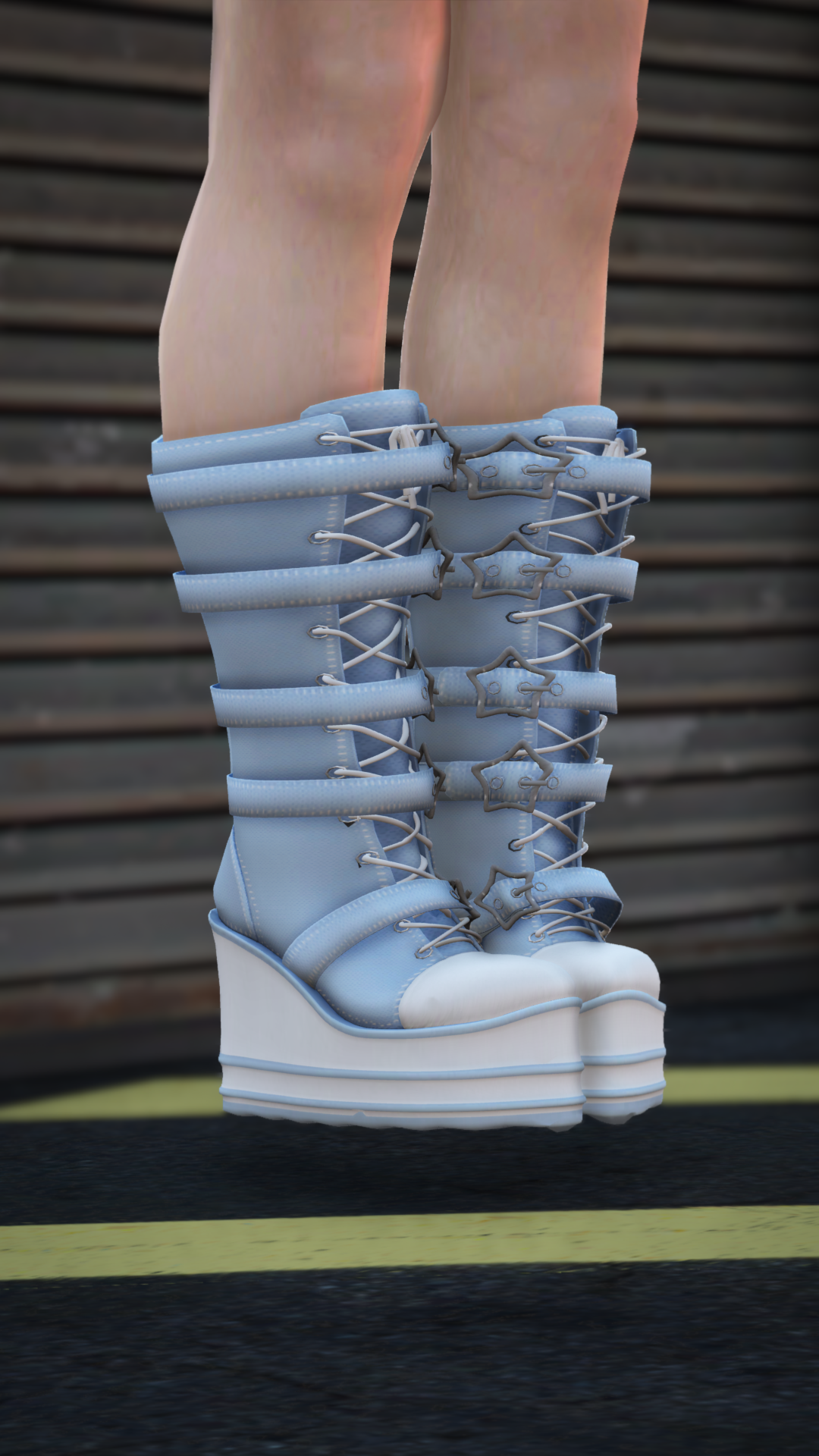Thumbnail of Star-Buckle Platform Boots in Lightblue